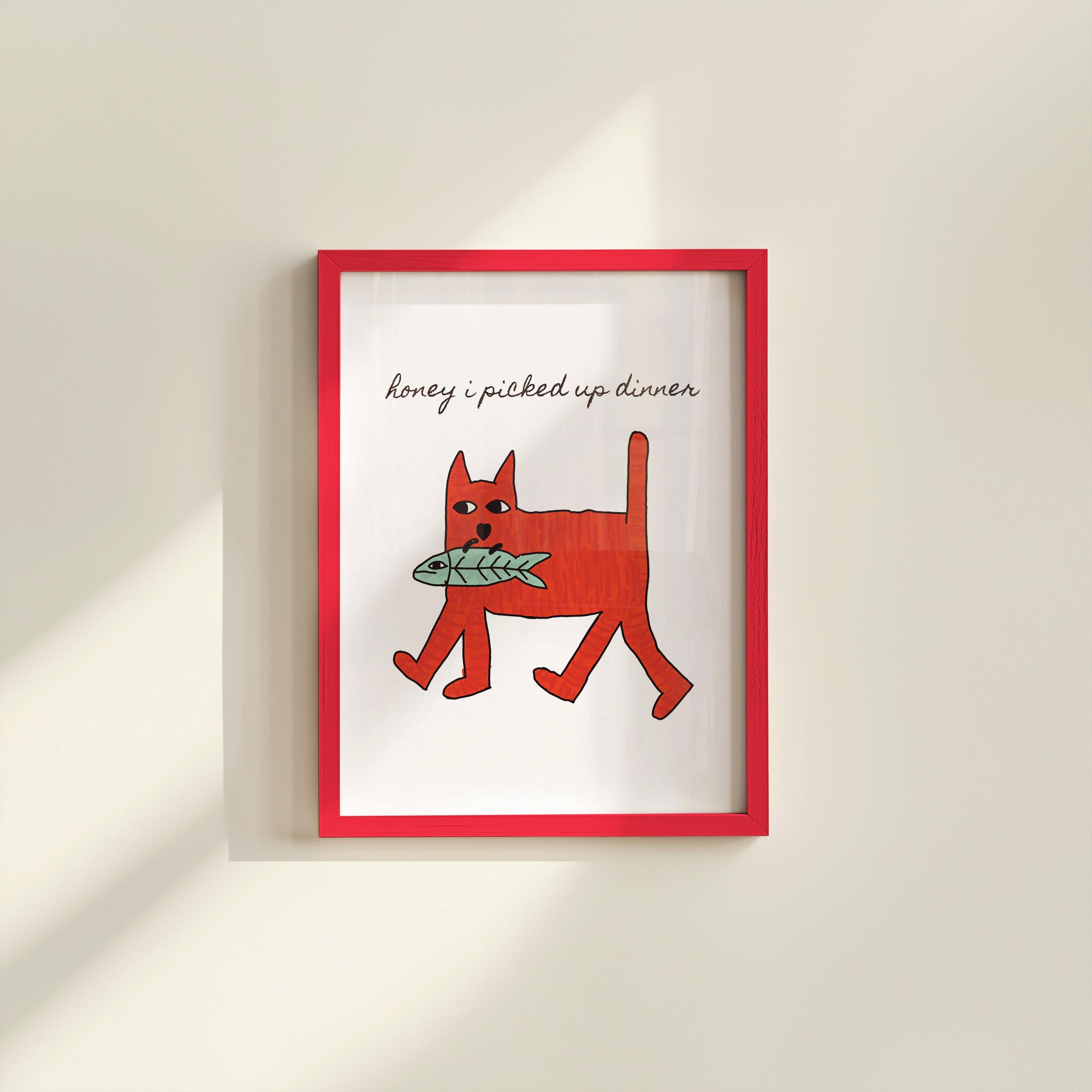 Digital Download, Funny Animal Wall Print, Fun Cat Decor, Downloadable Art, Cute Cat Art, Pop Art, Digital Art Print, Large Wall Art