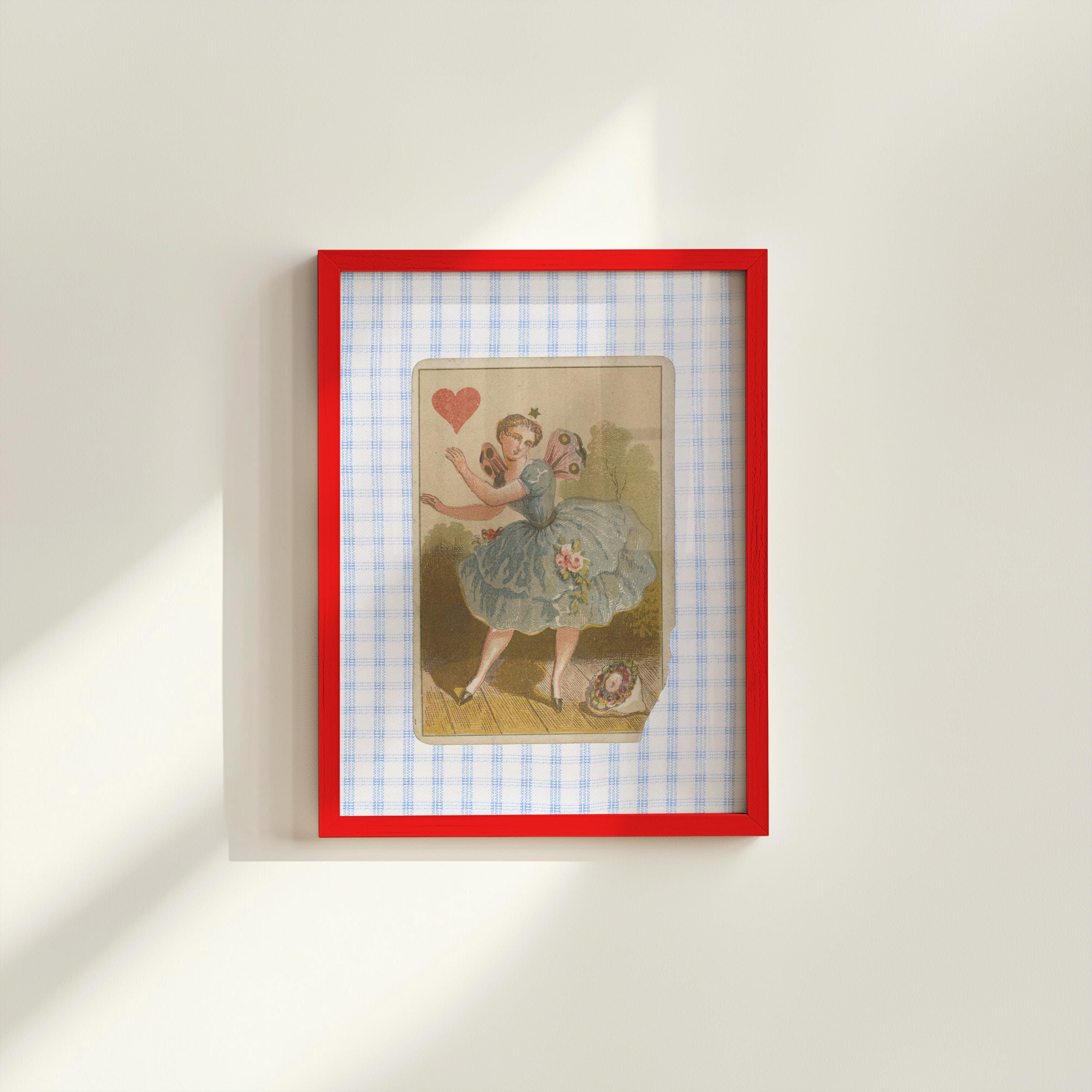 Vintage Style, Queen Art Print, Playing Card Poster, Wall Decor, Digital Download, Retro Decor, Printable Art, Fairy Art, Girls Room Decor