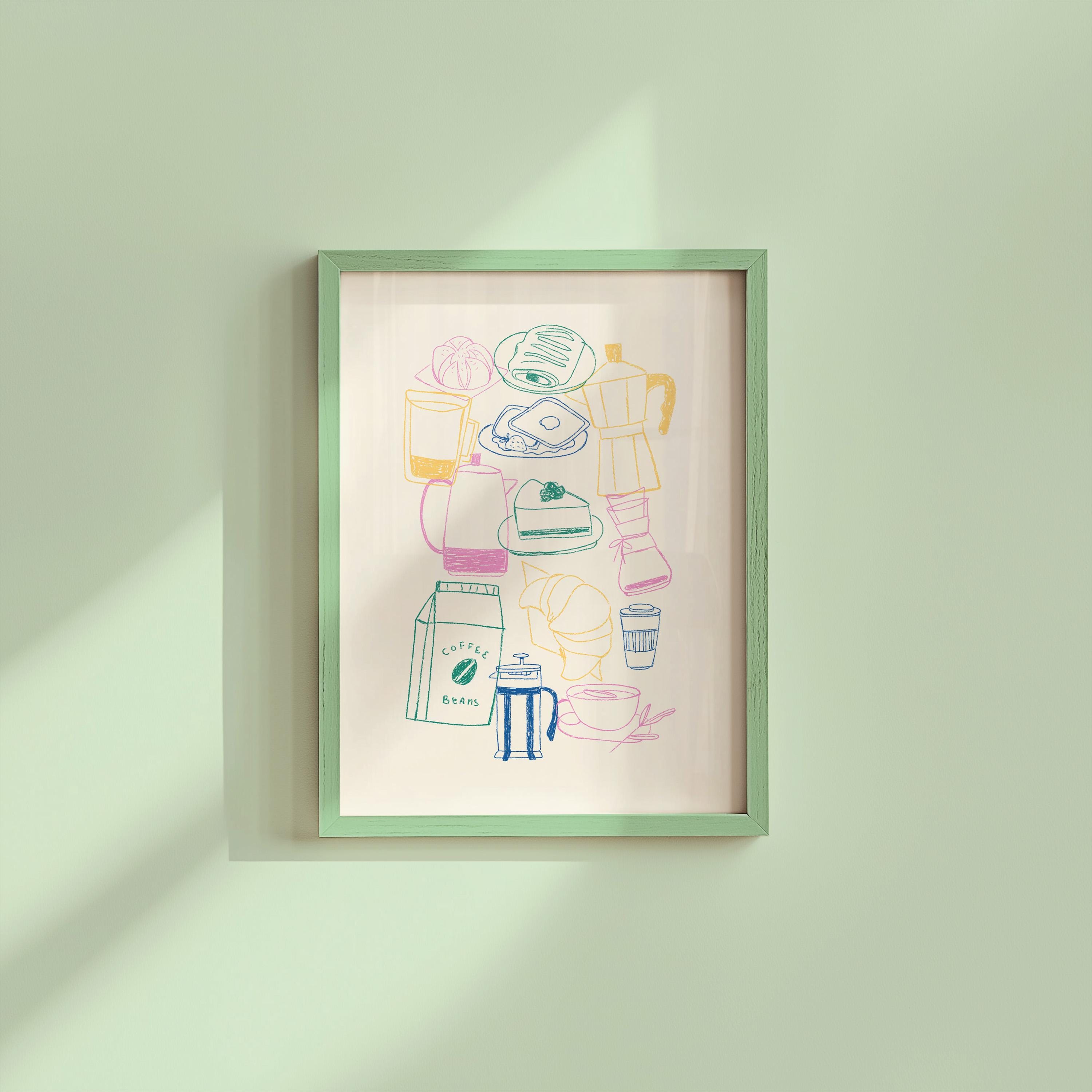 Coffee Sketch Art-Digital Prints-Retro Art Quote-Office Art-Kitchen Art-Coffee Art Print-Coffee doodle Print-Retro Wall Art, GS Print Shoppe