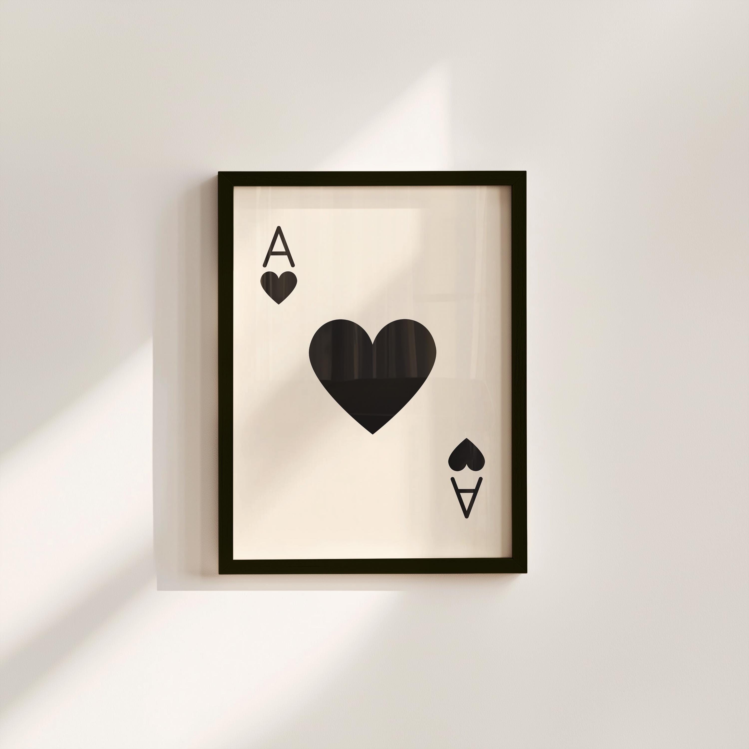 Ace of Hearts-Playing Cards-Digital Download-Wall Print-Preppy Trendy Art-Downloadable Prints-Retro Poster-Minimal Posters-Bright Prints