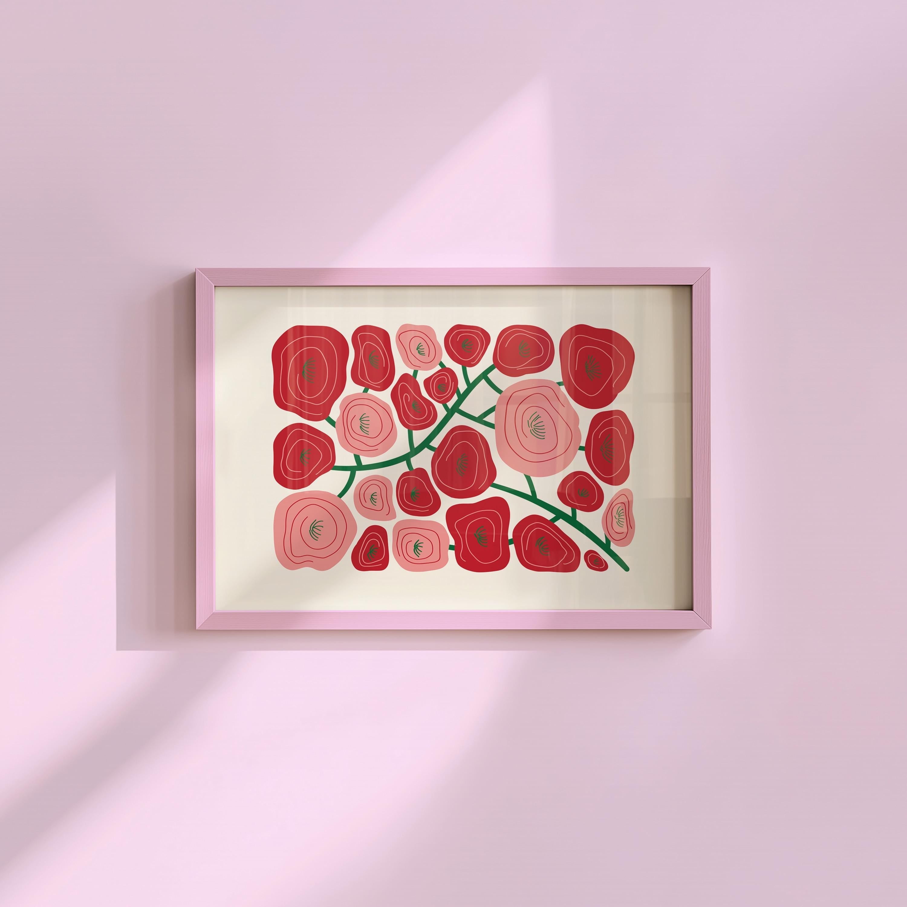 Abstract Poppies Botanical Digital Art Print