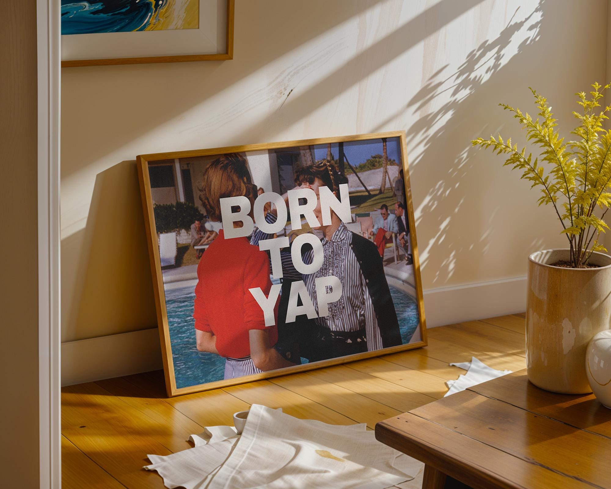 Born to Yap, Retro Photo Art Print, Girly Art Decor, Apartment Decor, Bar Cart Print, Summer Art Print, Vintage Photo Decor