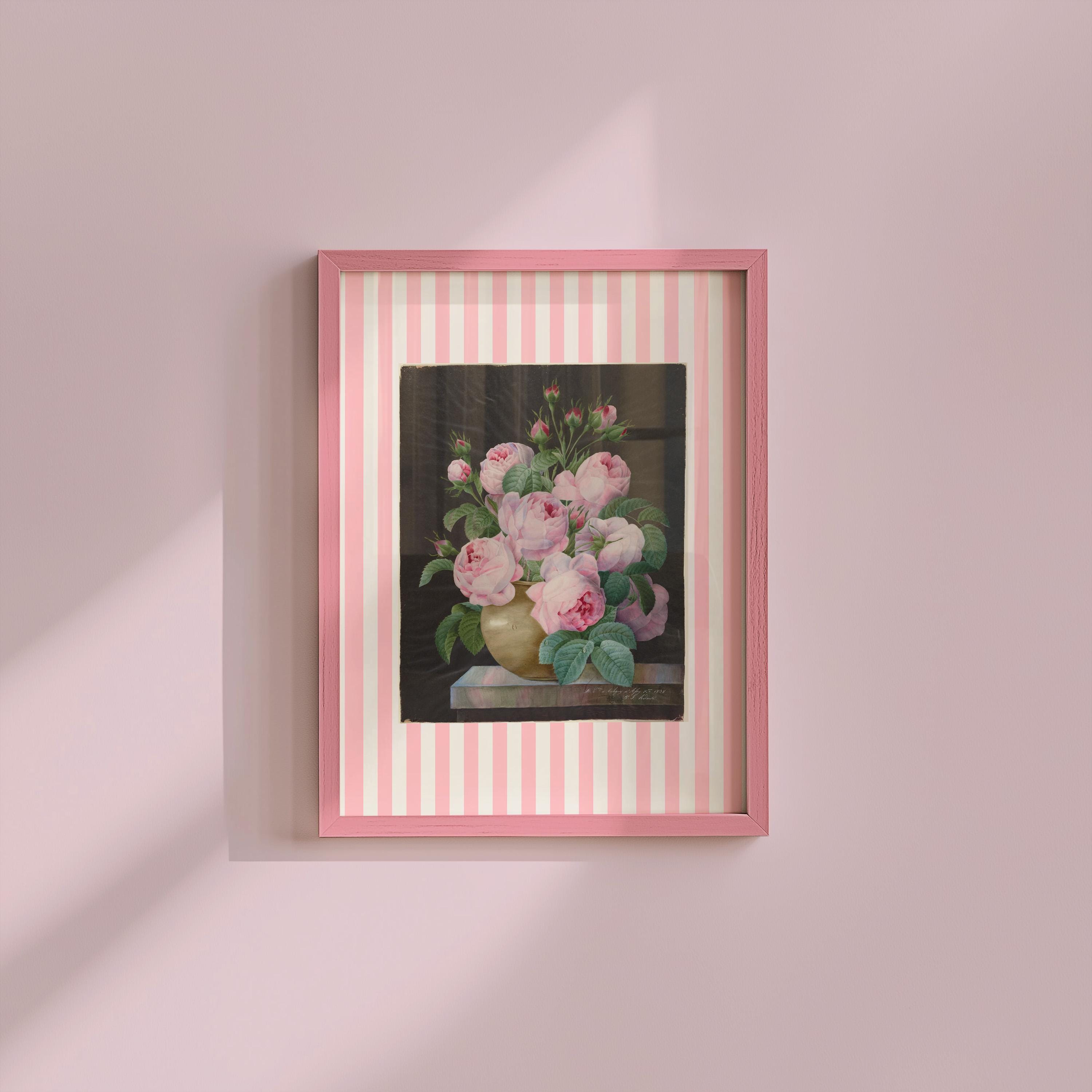 Pink Bouquet Vintage Digital Art Print