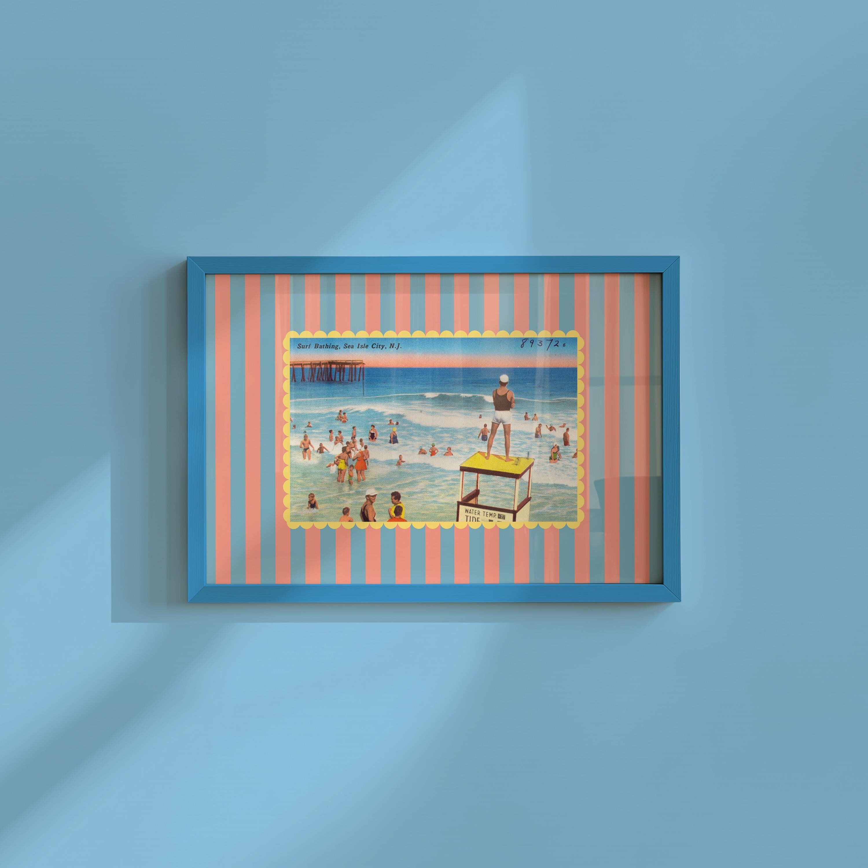 Sea Isle Beach Vintage Digital Art Print
