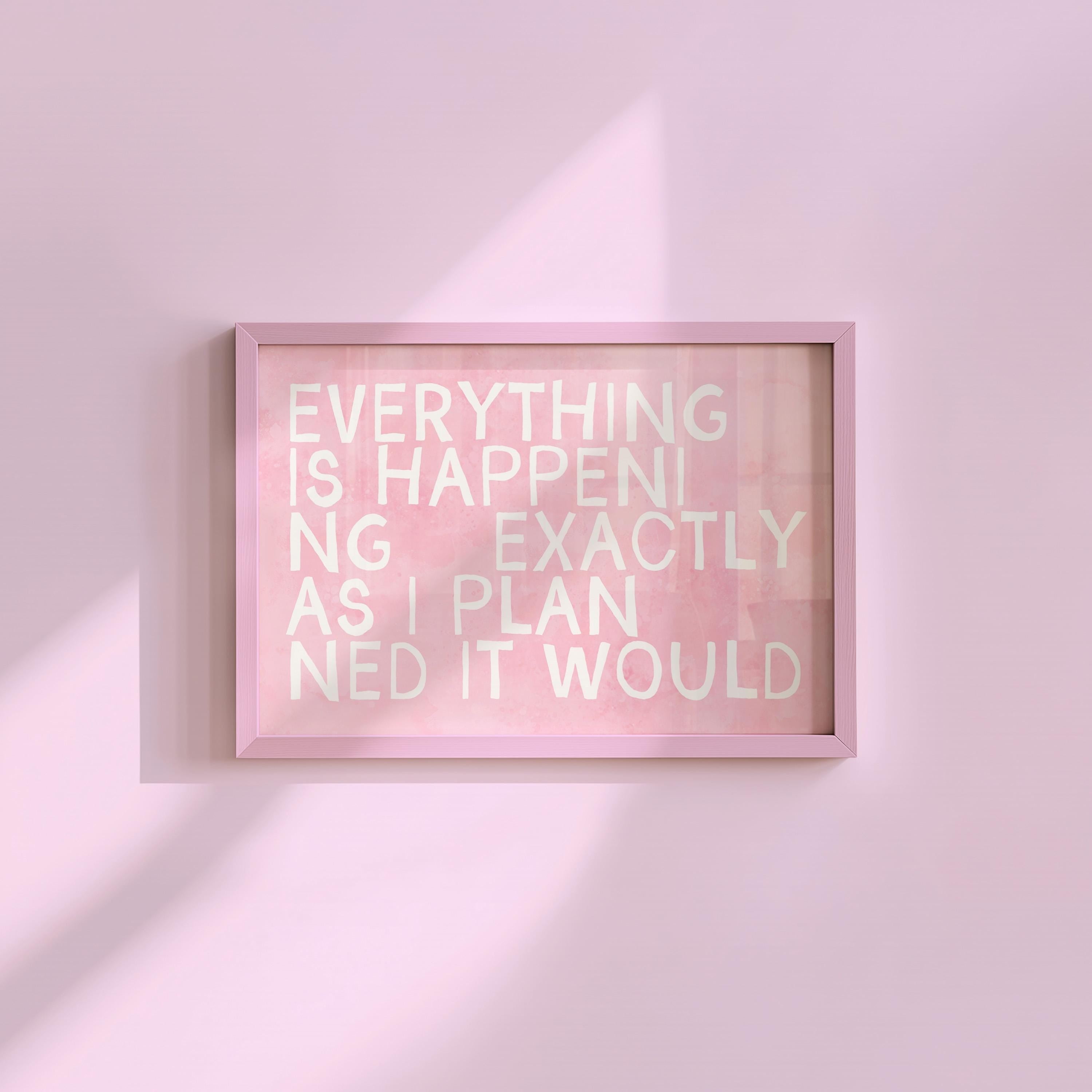 Positivity Wall Art, Manifestation Decor, Typography Print, Living Room, Teen Space, Daughter Bedroom, Pink Art Print, Pink Typography art