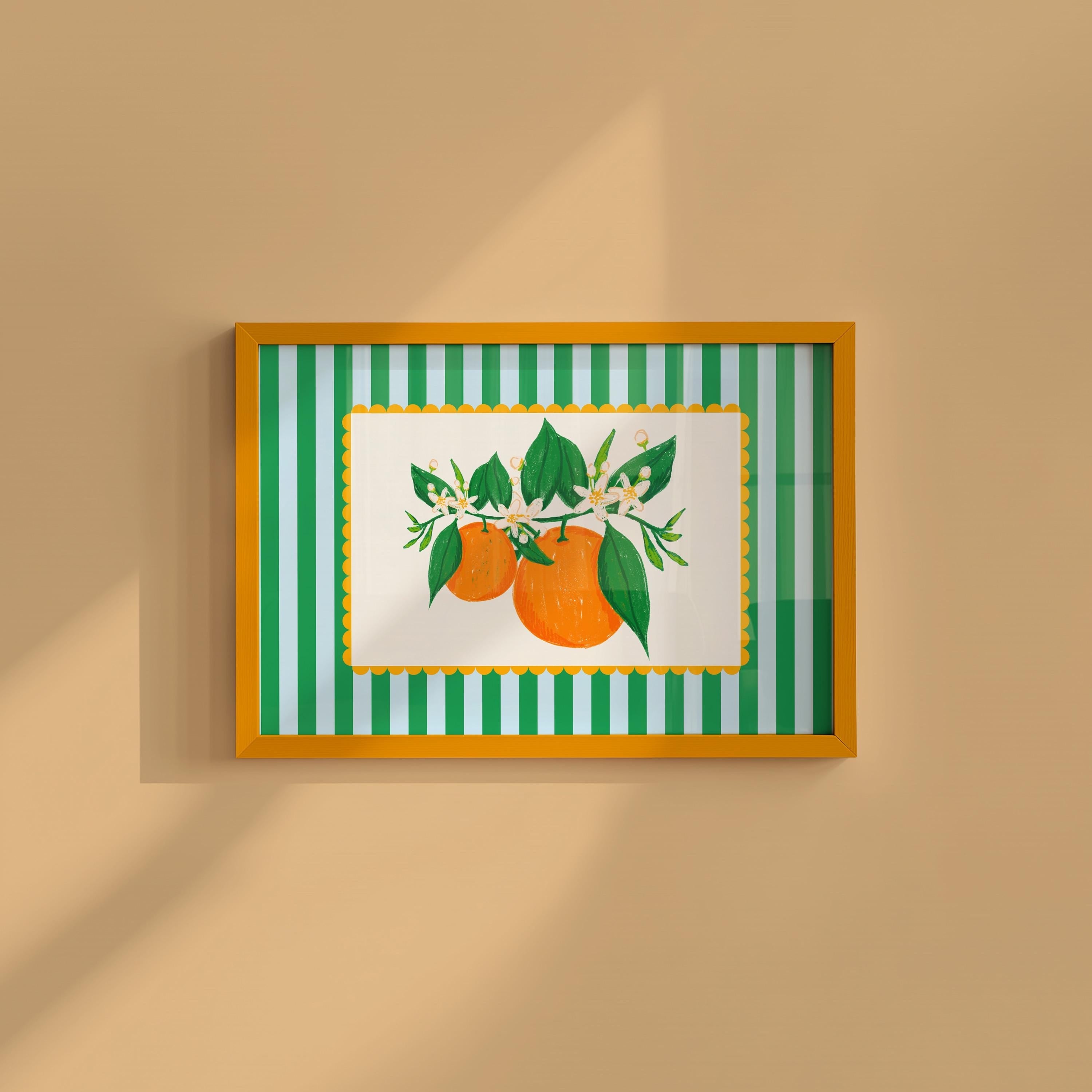 Oranges Stripe Digital Art Print