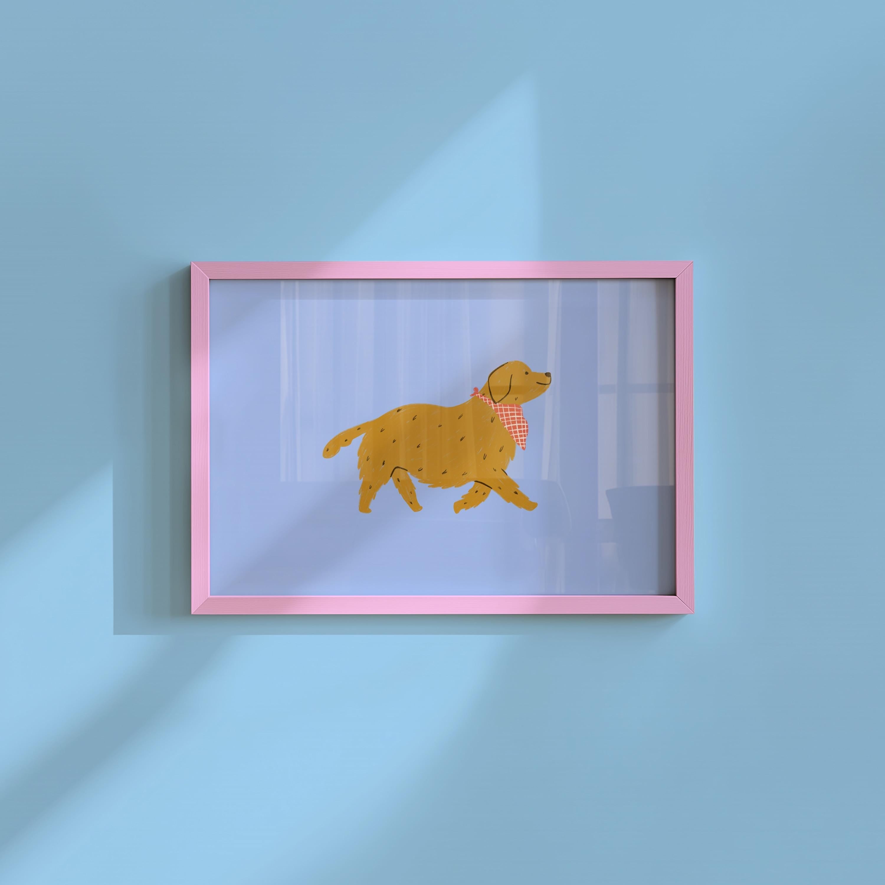 Golden Dog Illustration Digital Art Print