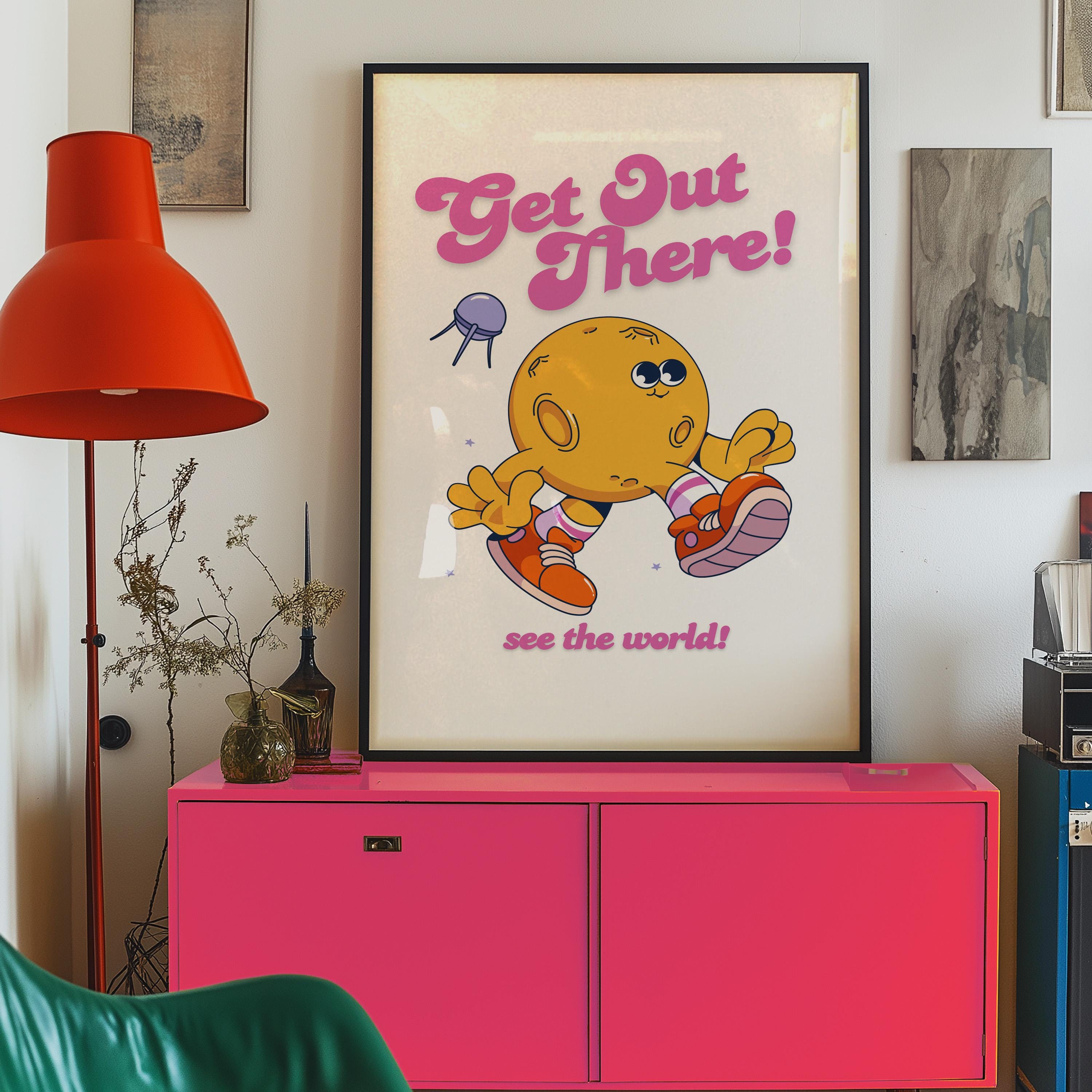 Outer Space Art Print | Kids Room Art | Downloadable Vintage Planets Cartoon Poster | Positive Classroom Decor