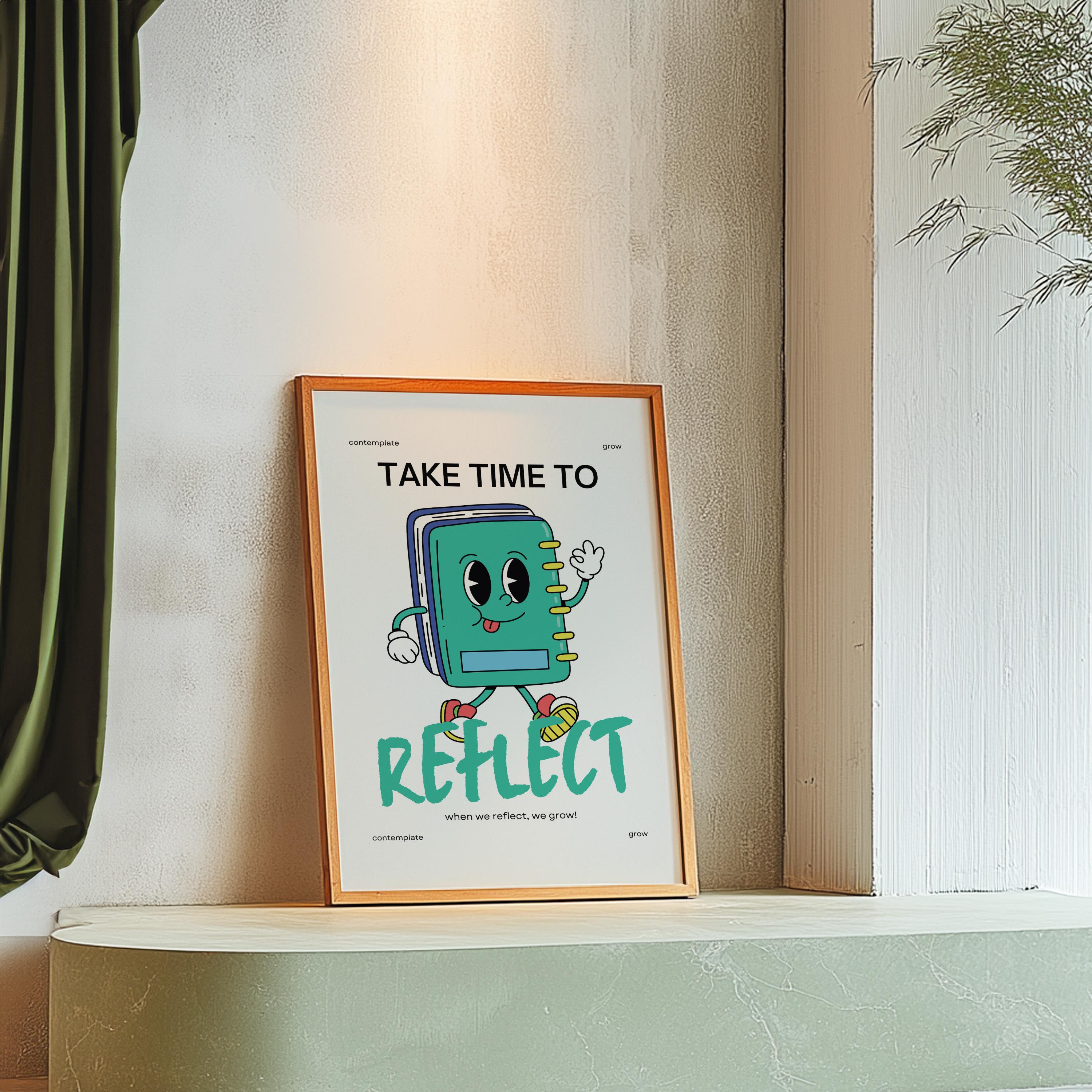 Retro Inspiration Art, Classroom Art, Cute Vintage Art, Reflection Art print, Kids Mascot Print, Meditation Art, Journaling Prints