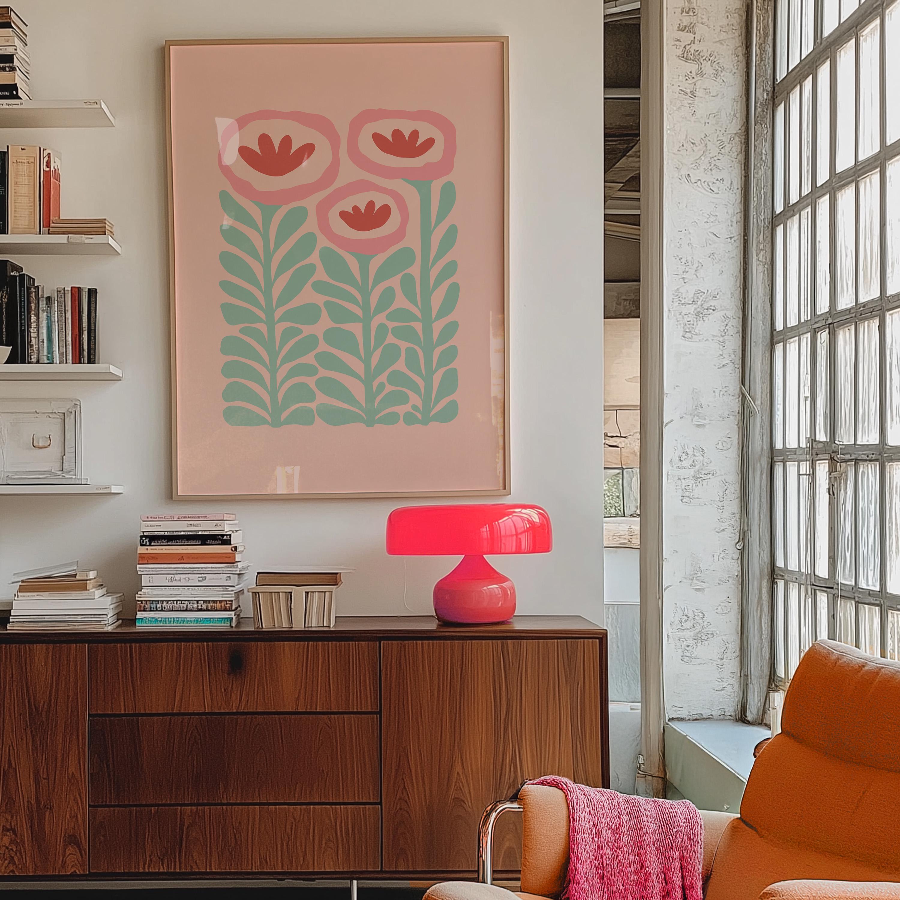 digital download, abstract floral art print, Colorful Poppies Art, Maximalist Art, poppies pastel art, colorful wall art, girls room decor