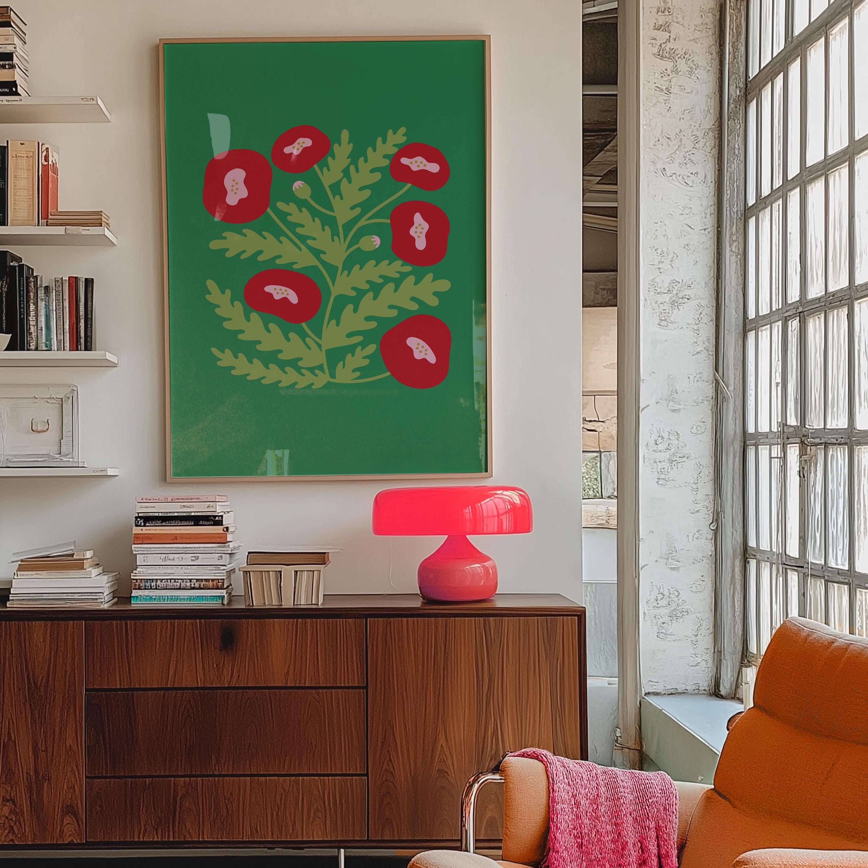 Abstract Green Botanical Digital Art Print
