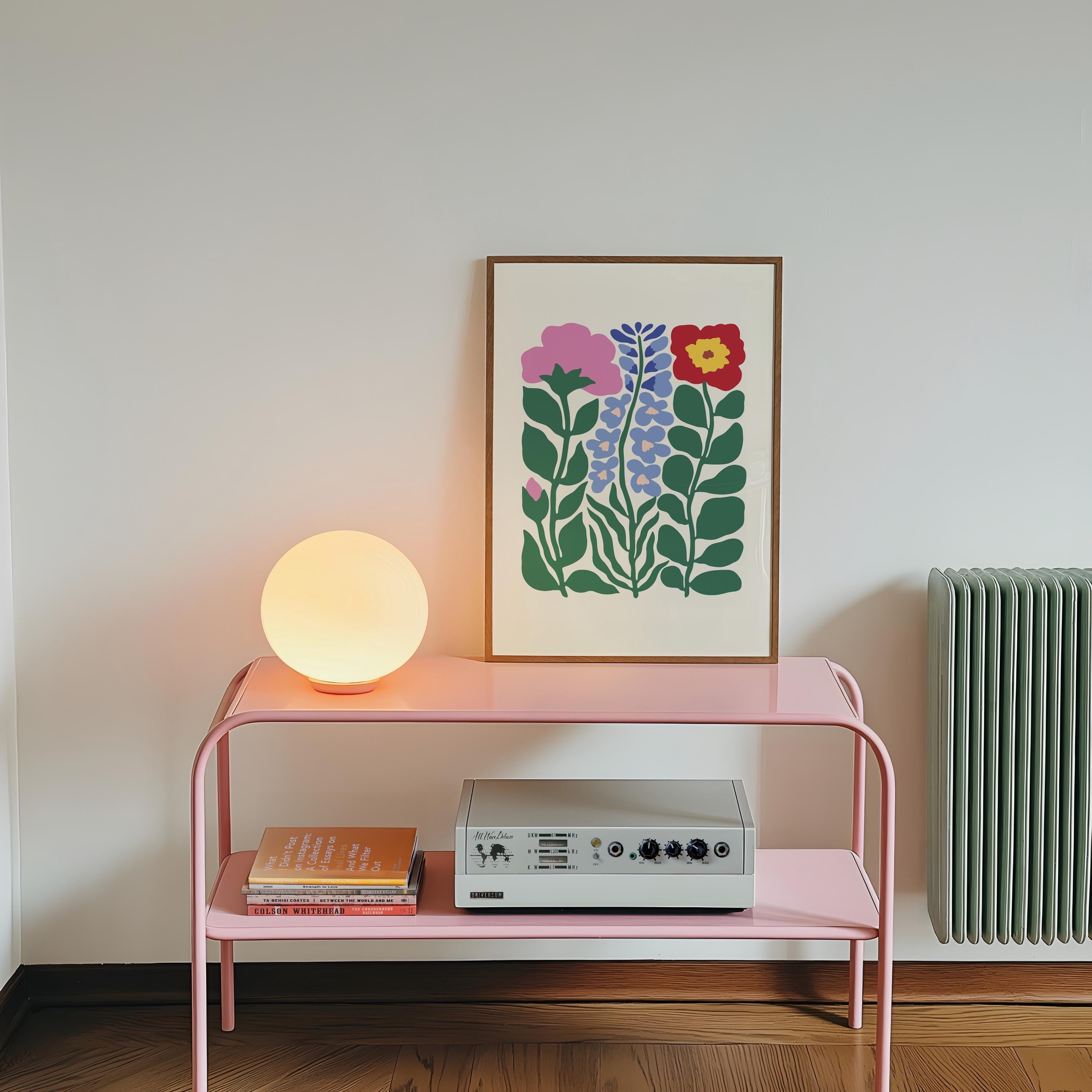 Abstract Flower Poster, Retro Flowers Print, Colourful Abstract Wall Art, Matisse Green & Pink Flower Print, Boho Flowers Art Print