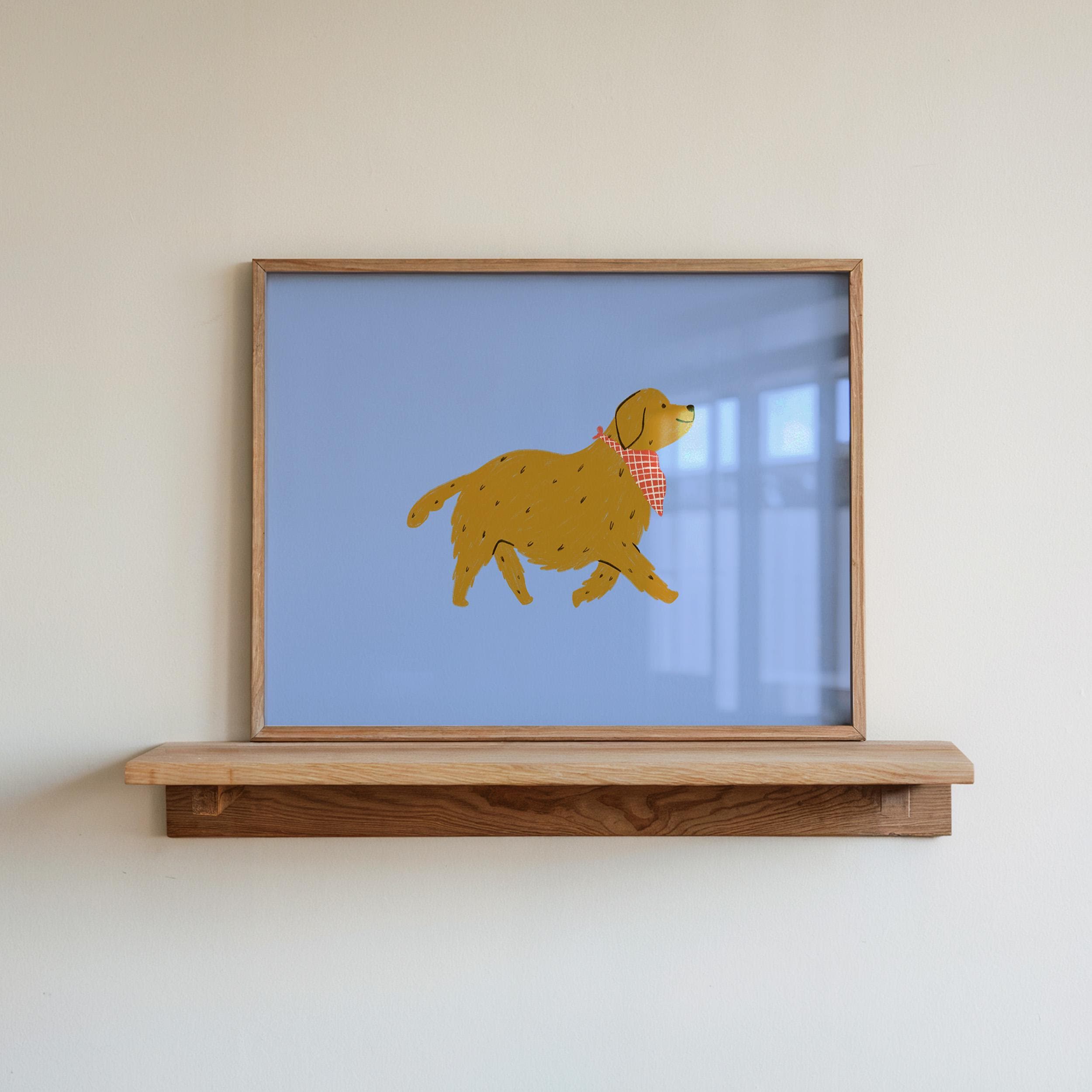 Golden Retriever Art, Dog Poster, Dog Wall Art, Modern, Pop Art, Gallery Wall Art Print, Dog Digital Download, Dog Decor, Maximalist Art