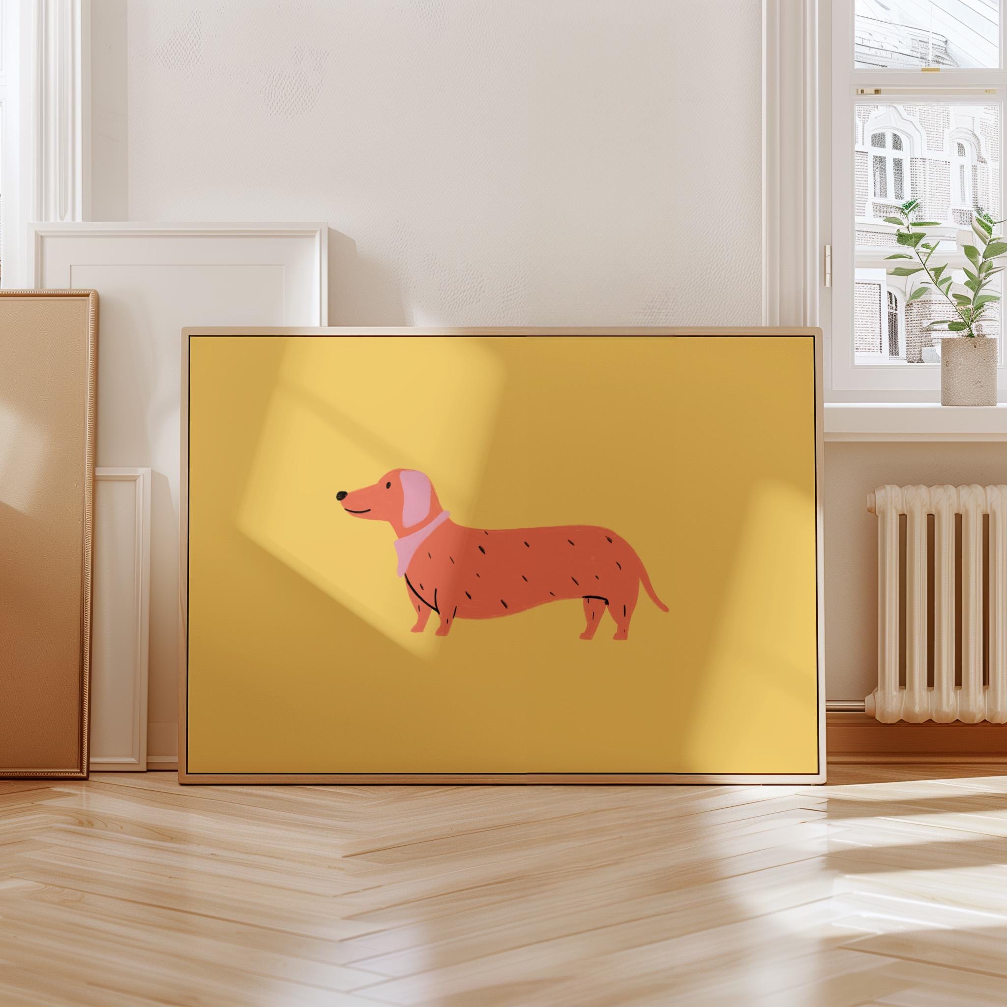 Dachshund Art, Dog Poster, Dog Wall Art, Modern, Pop Art, Gallery Wall Art Print, Dog Digital Download, Dog Decor, Maximalist Art