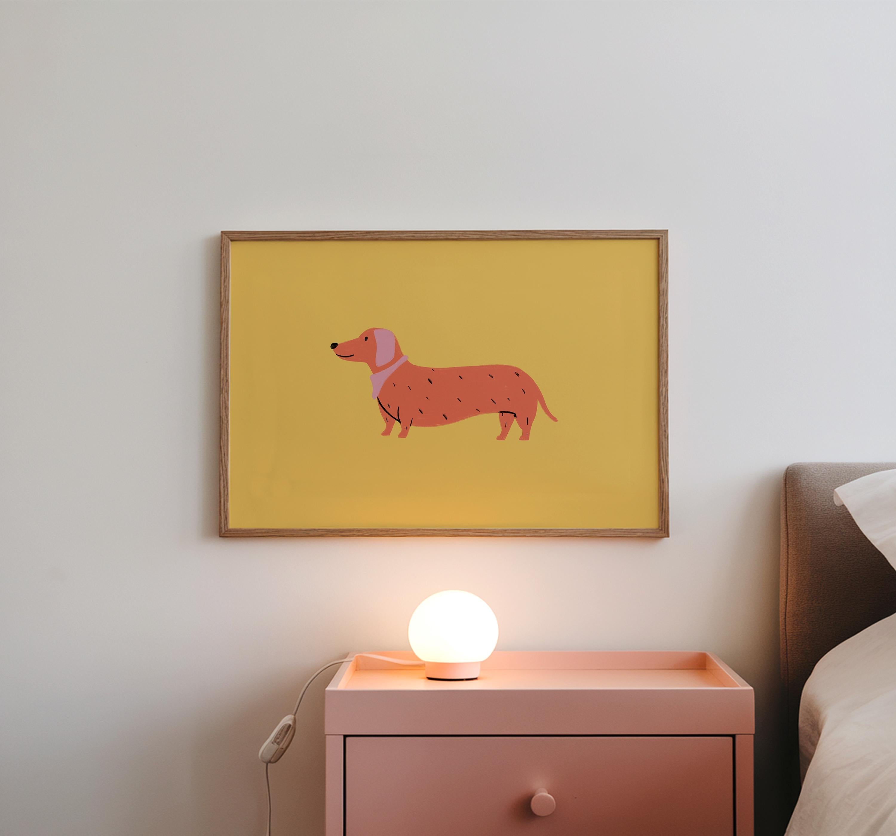 Dachshund Art, Dog Poster, Dog Wall Art, Modern, Pop Art, Gallery Wall Art Print, Dog Digital Download, Dog Decor, Maximalist Art
