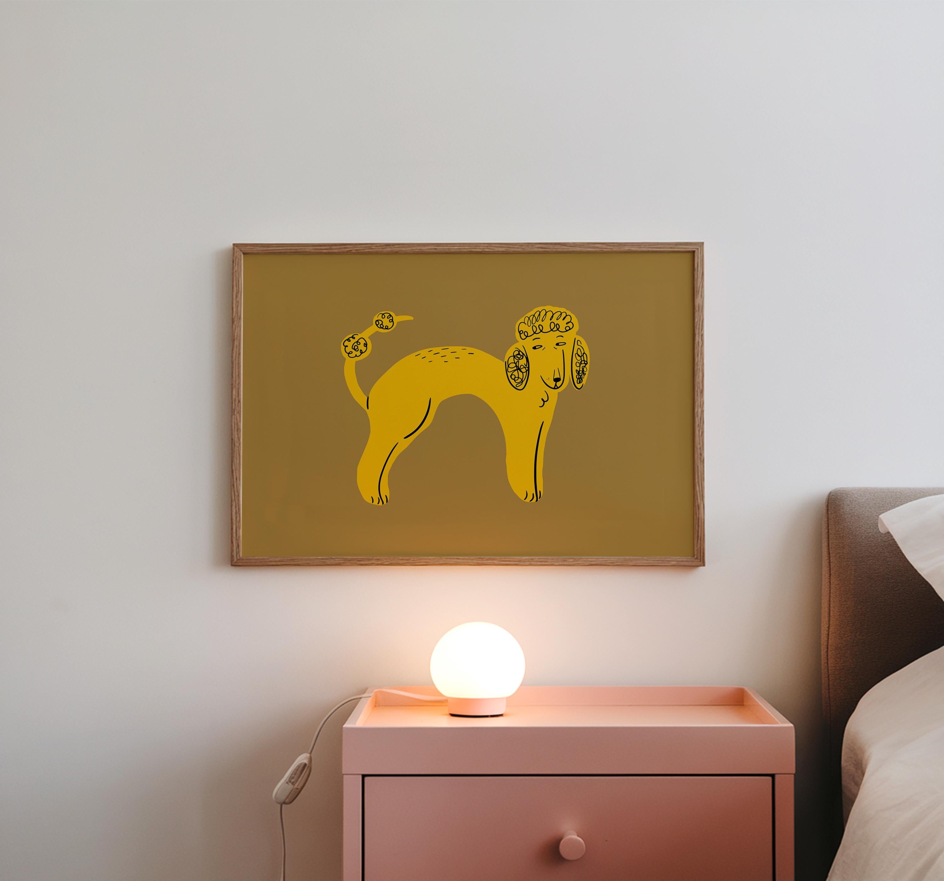 Poodle Art, Dog Poster, Dog Wall Art, Modern, Yellow Pop Art, Gallery Wall Art Print, Dog Digital Download, Dog Decor, Maximalist Art