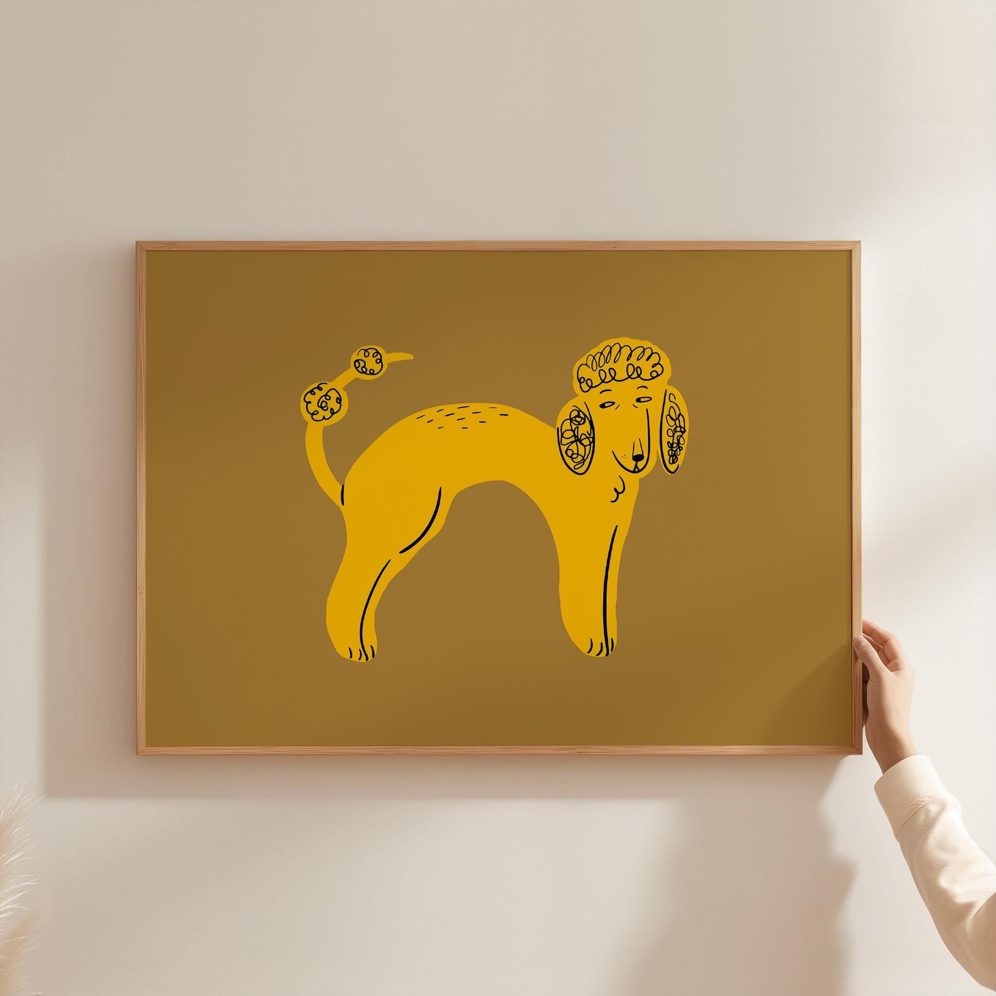 Poodle Art, Dog Poster, Dog Wall Art, Modern, Yellow Pop Art, Gallery Wall Art Print, Dog Digital Download, Dog Decor, Maximalist Art