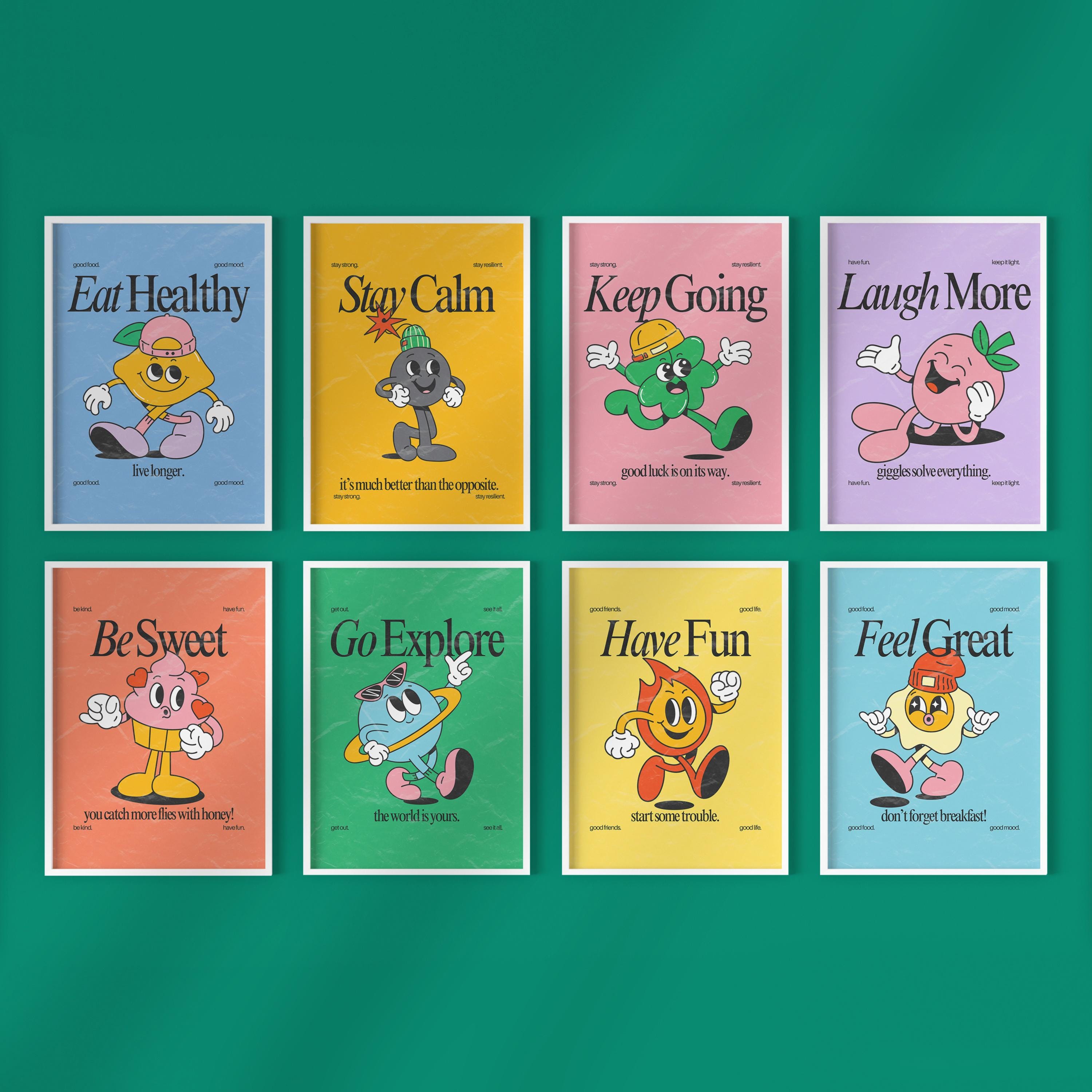Gallery Wall Set of Eight Digital Art Prints