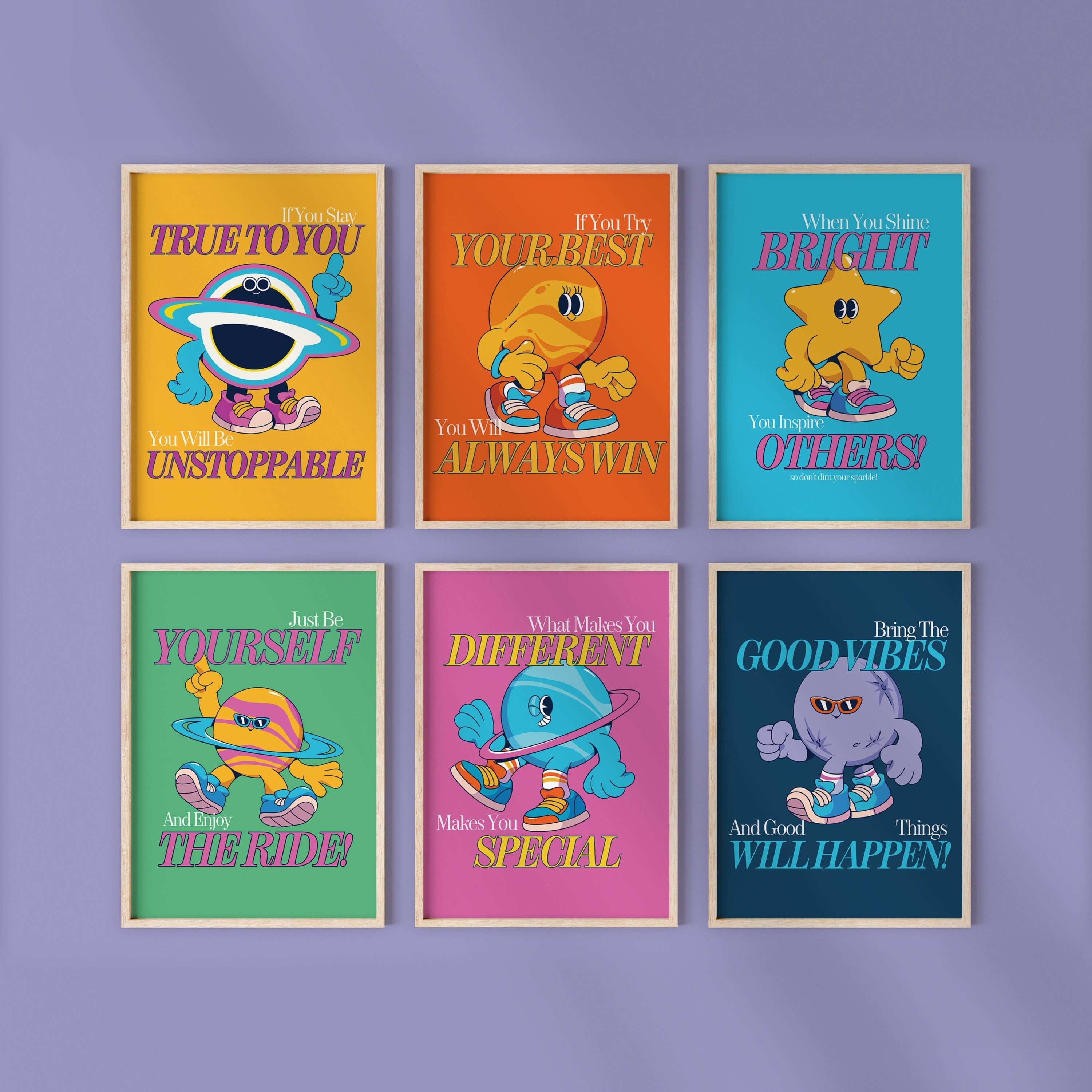 Set of 6 Kids Digital Art Prints