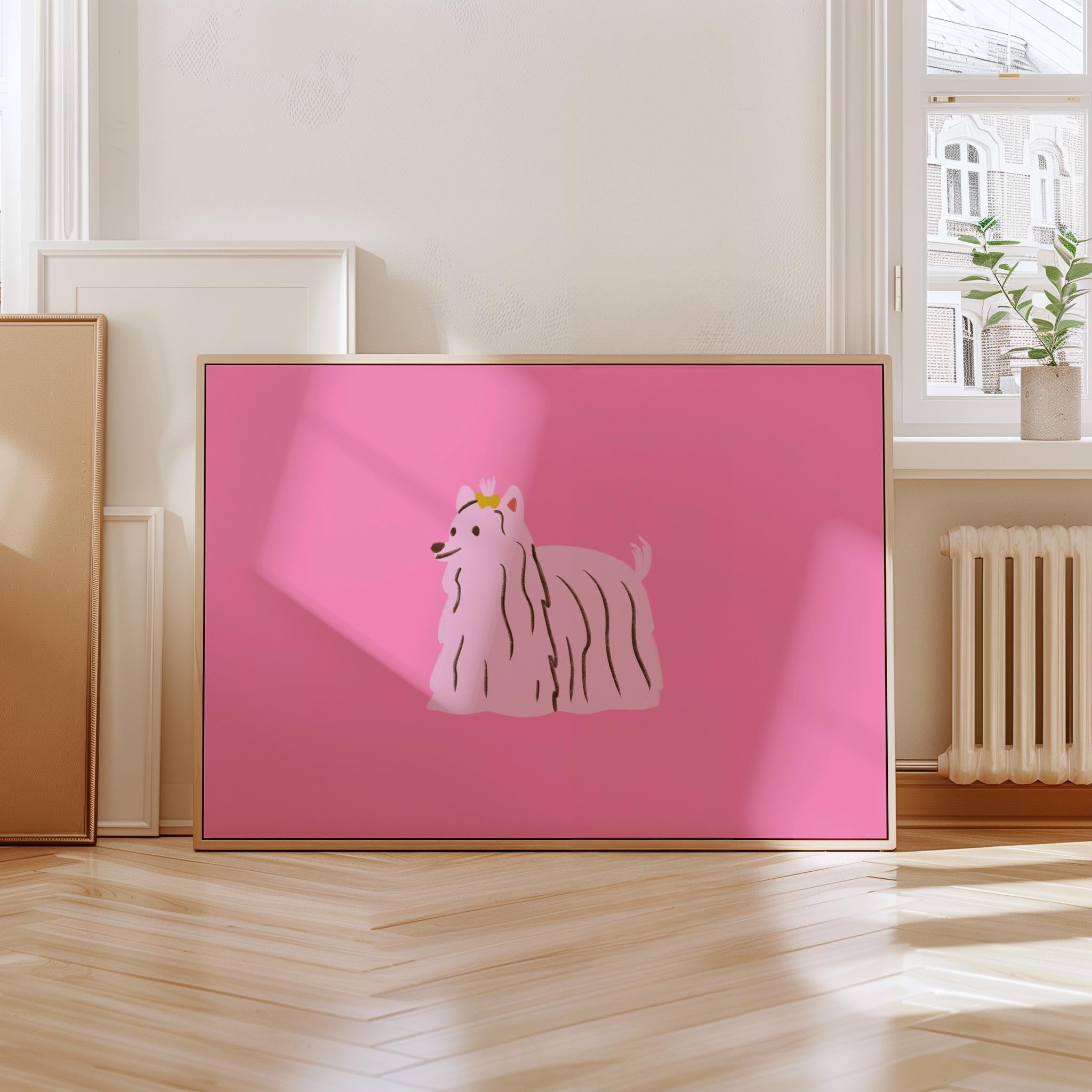 Pink Dog Art Print | Modern Pop Art Poster | Colorful Dog Wall Decor | Digital Download for Gallery Walls & Maximalist Home Decor