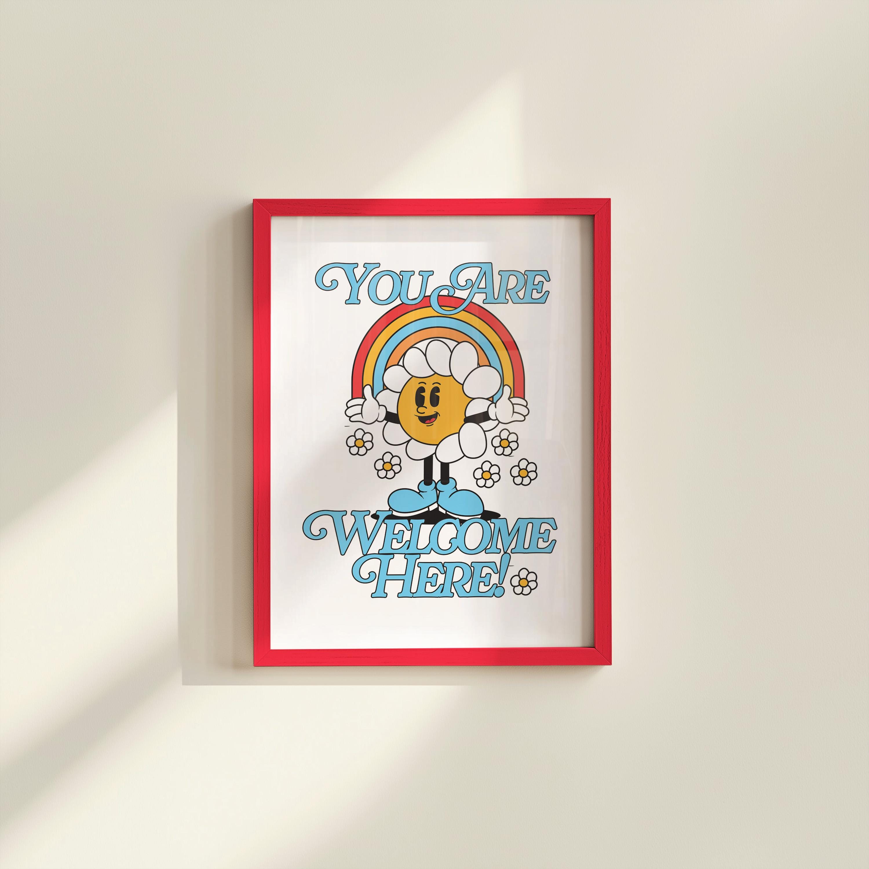 You Are Welcome Here Retro Cartoon Digital Art Print
