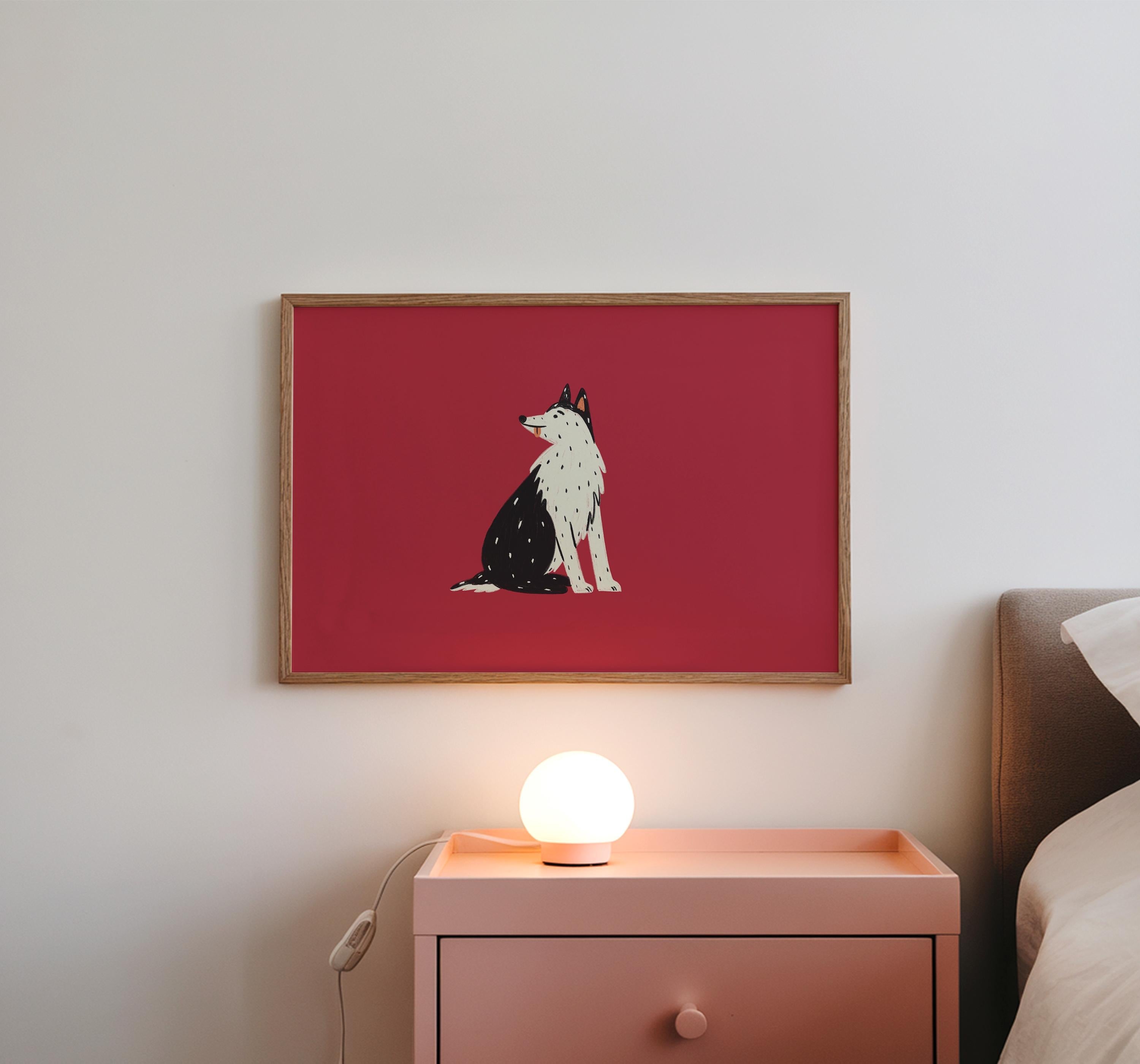 Dog Print, Maximalist Wall Art, Colorful Dog Wall Decor, Funky Dog Art,Printable Eclectic Wall Art, Trendy Wall Art,Digital Print, Husky Art