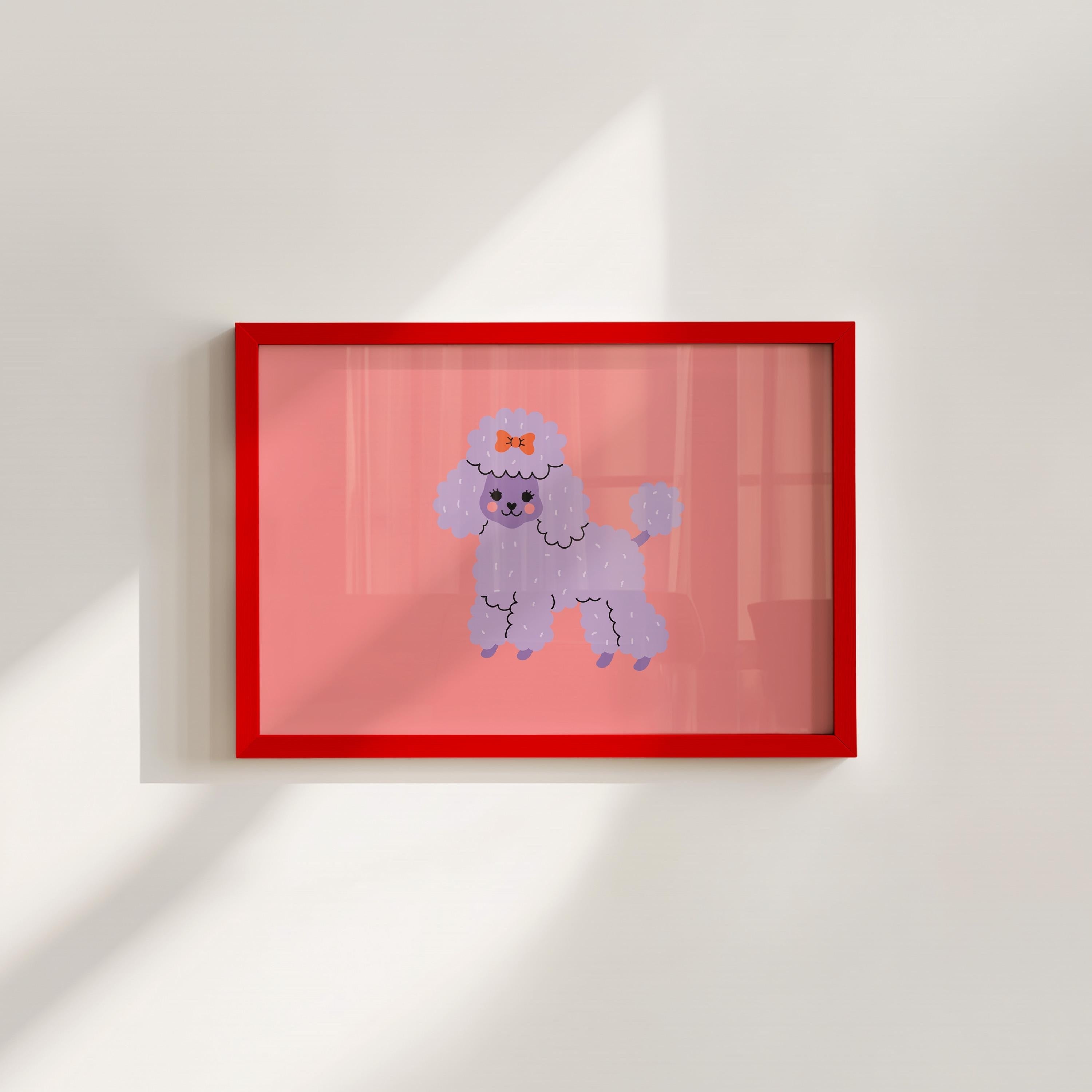 Purple Poodle Dog Illustration Digital Art Print