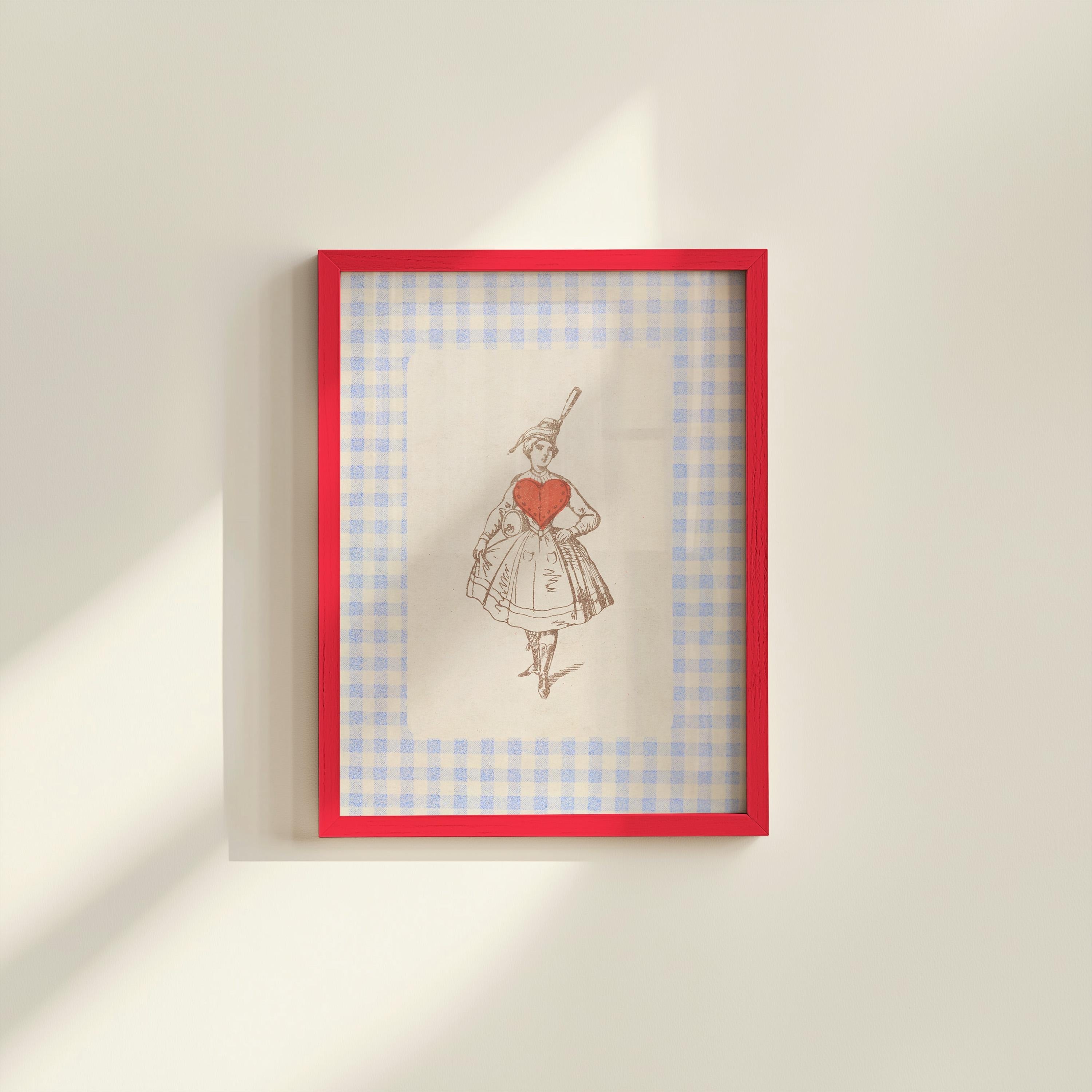 Queen Heart Vintage Card Digital Art Print