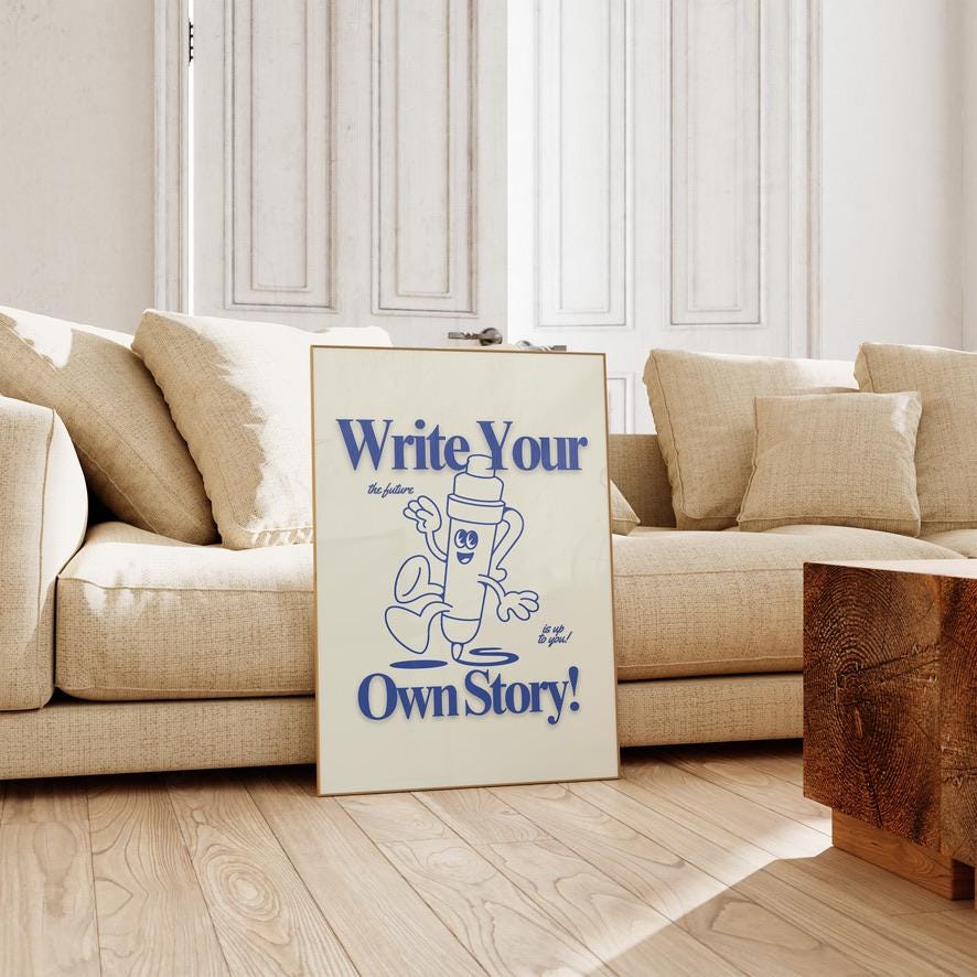 classroom art print set, retro illustration, digital download, simple classroom art, printable art, learning decor, blue art decor, teacher