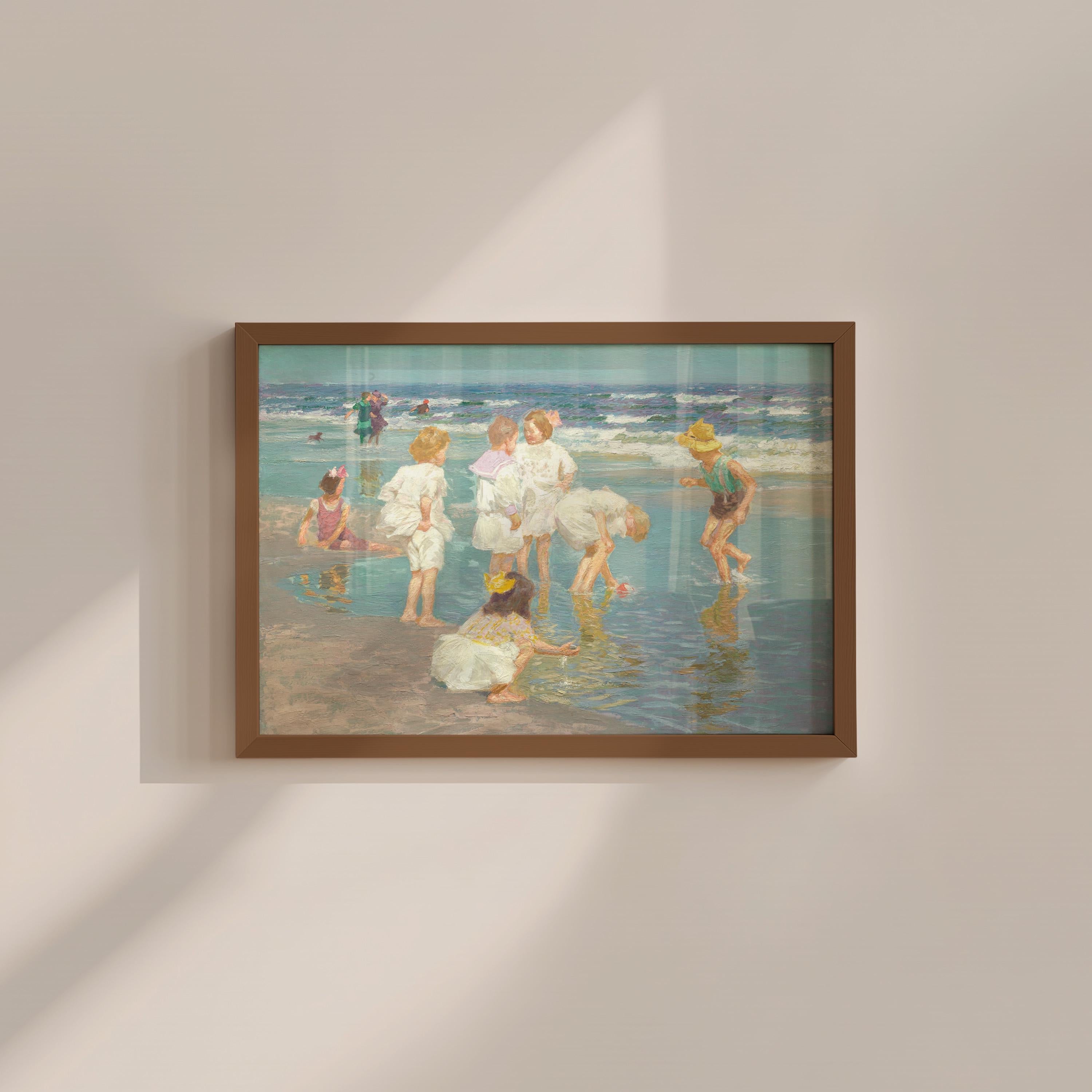Beach Oil Painting Digital Art Print