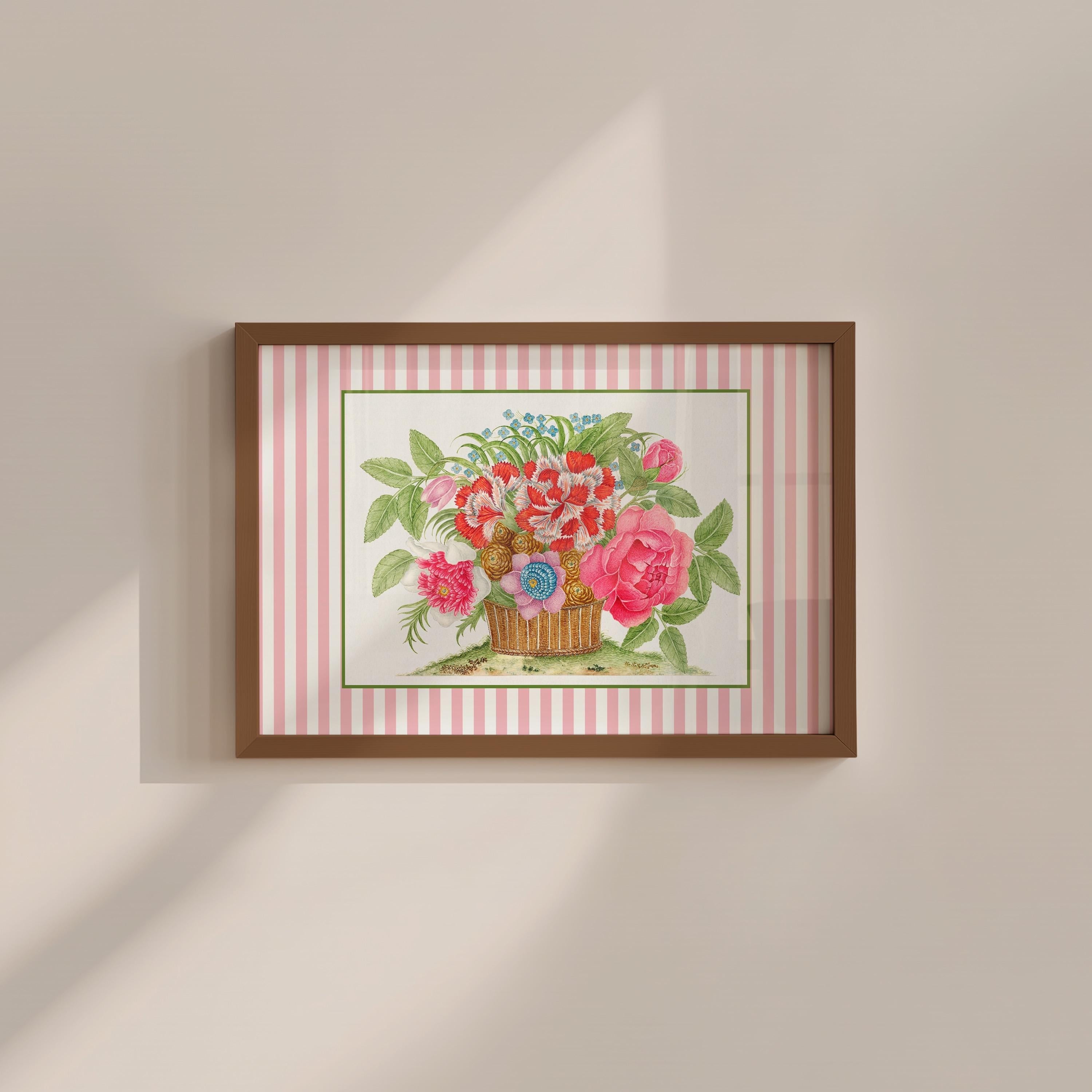 Pink Bouquet Vintage Digital Art Print