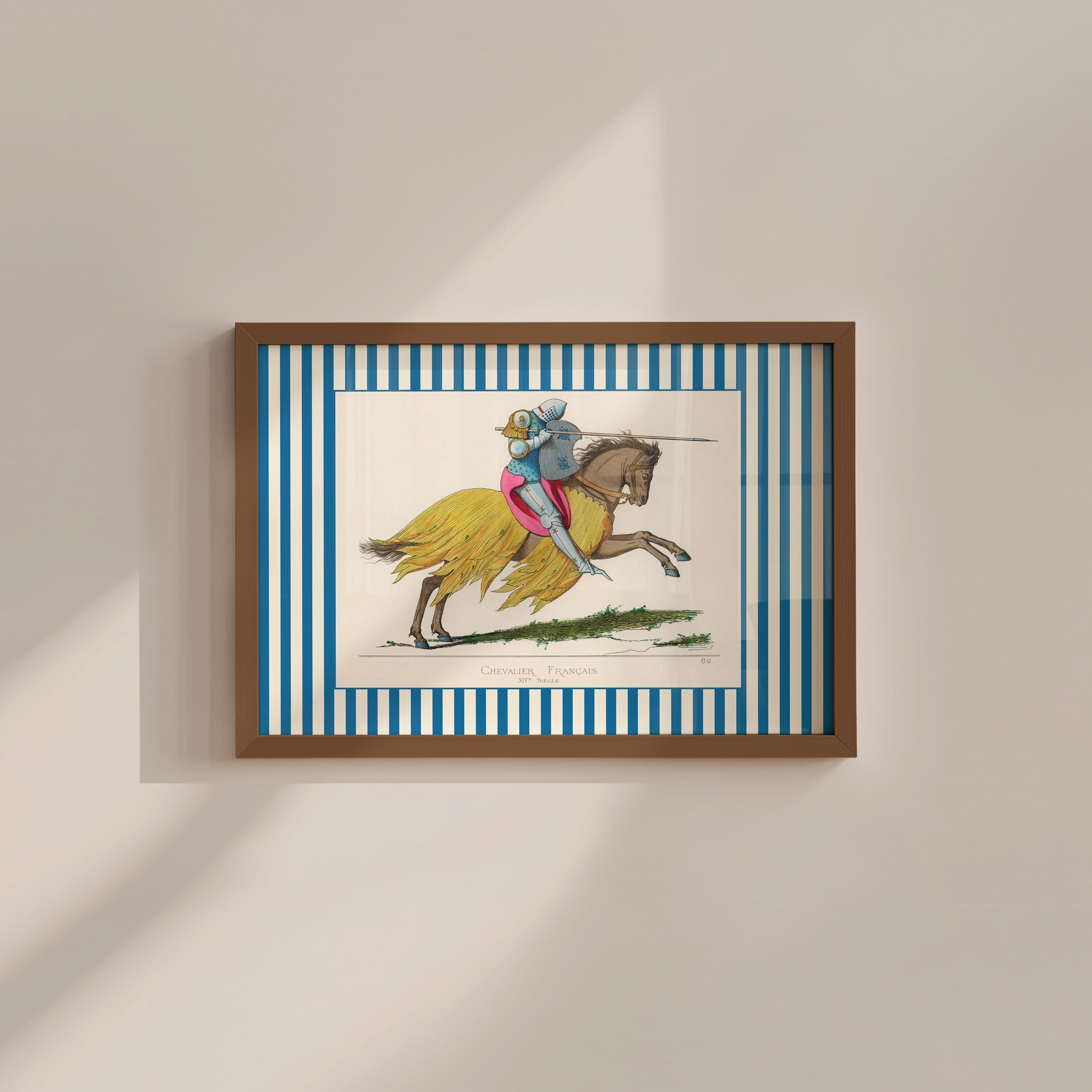 Knight and Horse Vintage Digital Art Print