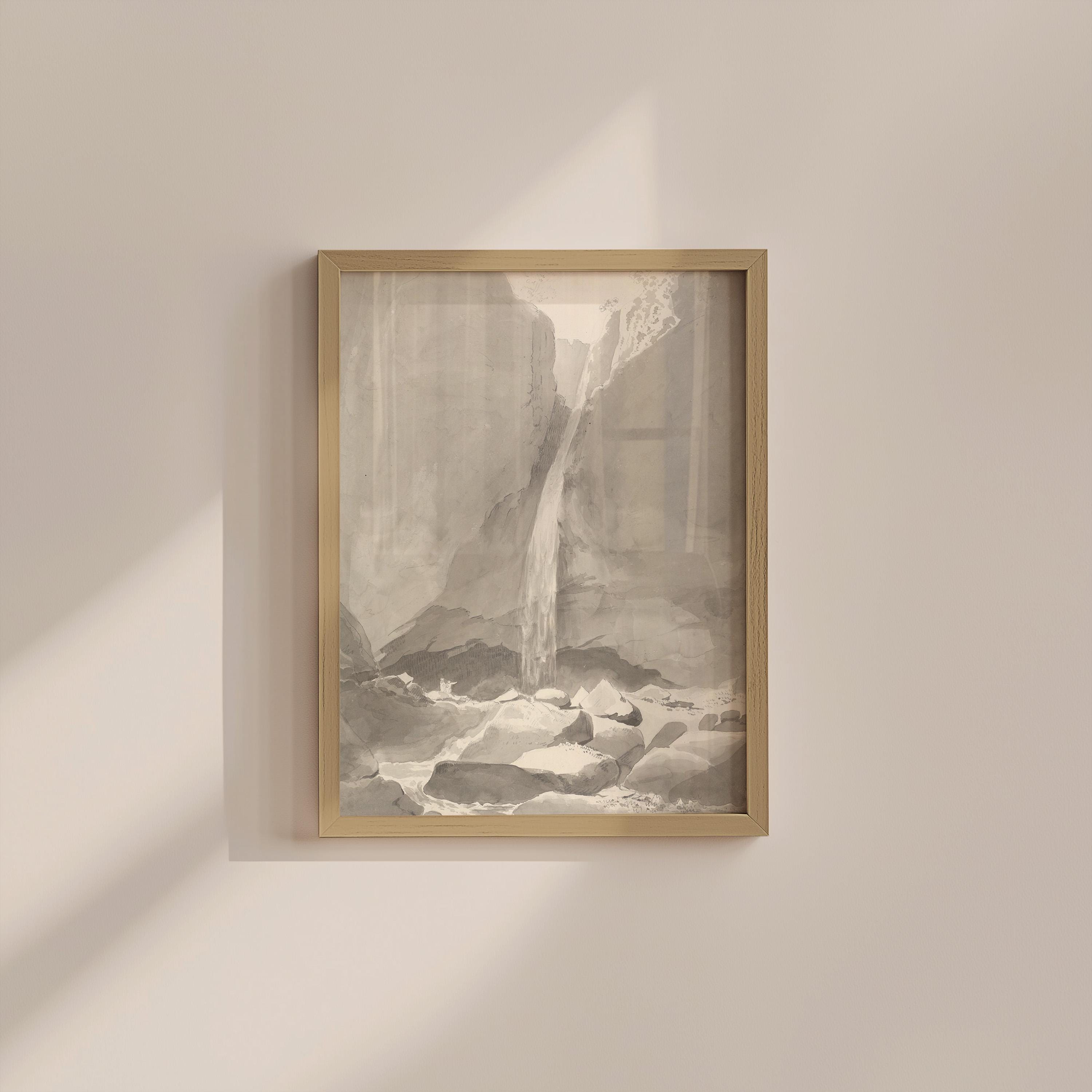 Waterfall Vintage Digital Art Print