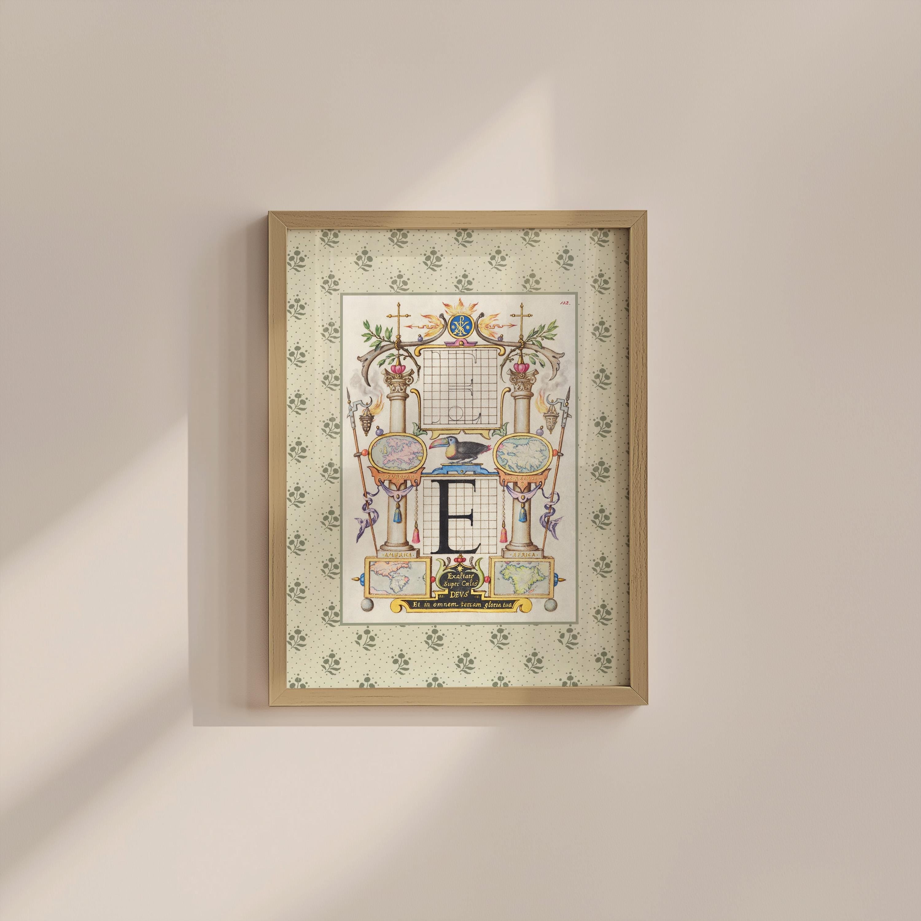 Vintage Letter E Digital Art Print