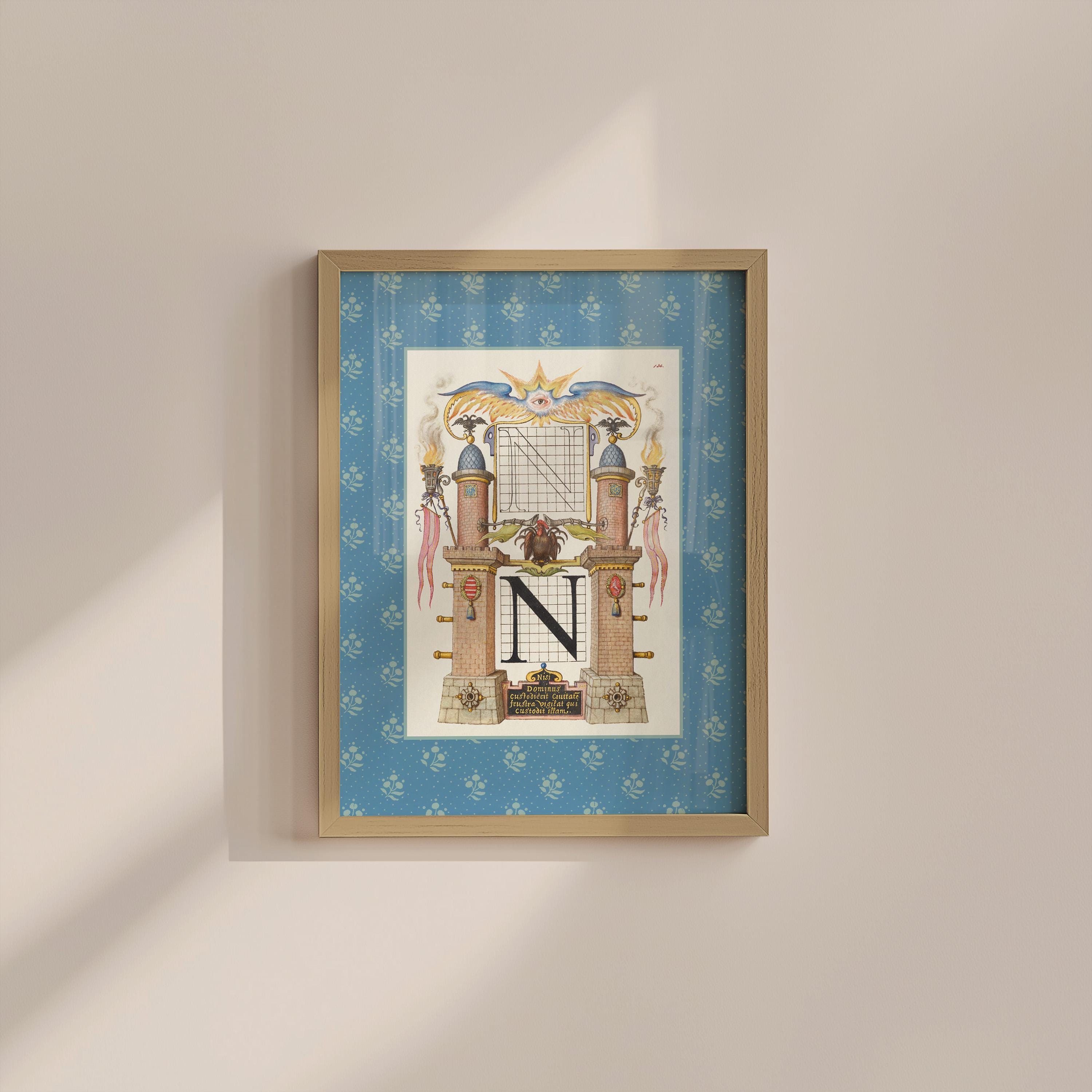 Vintage Letter N Digital Art Print
