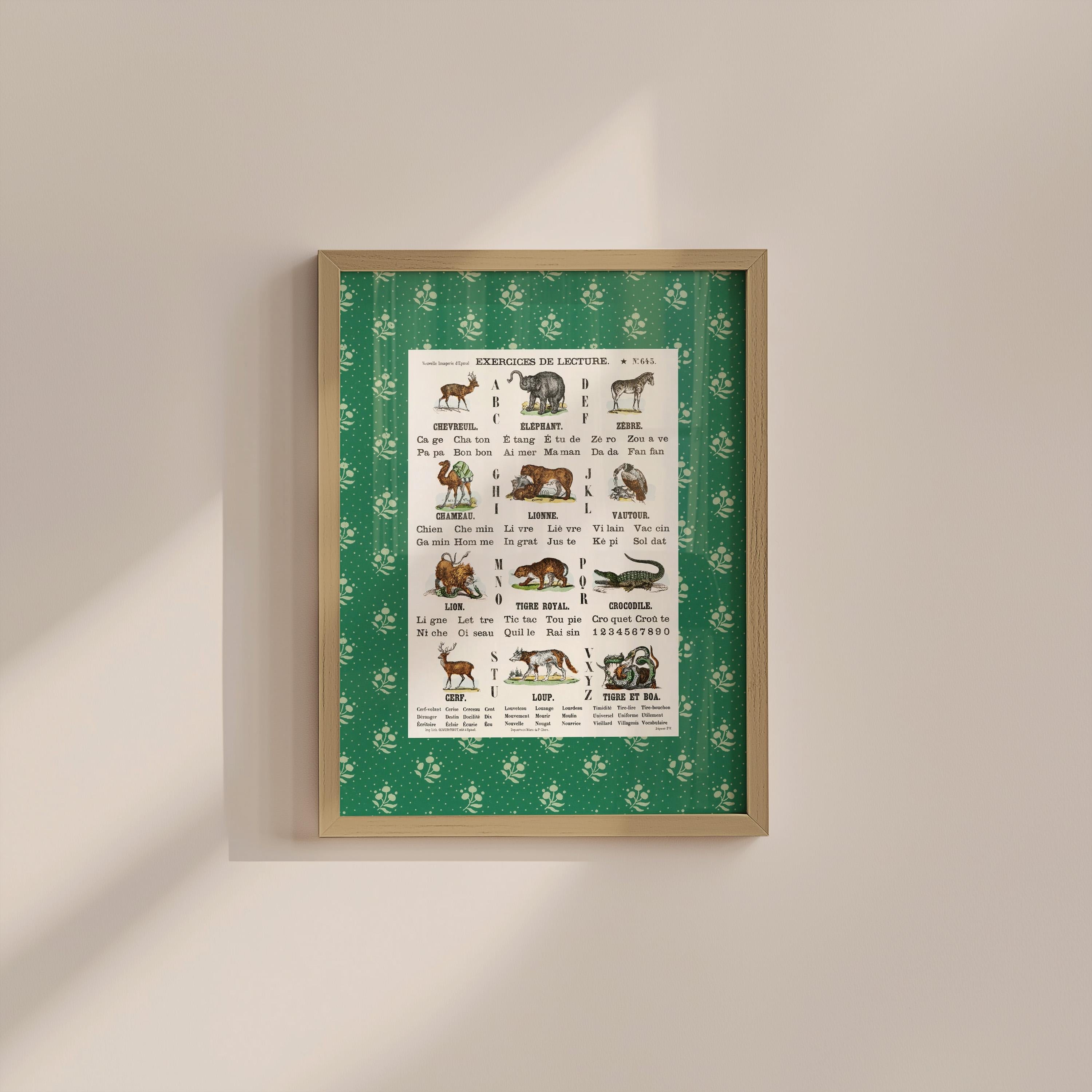 Animal Alphabet Vintage Digital Art Print