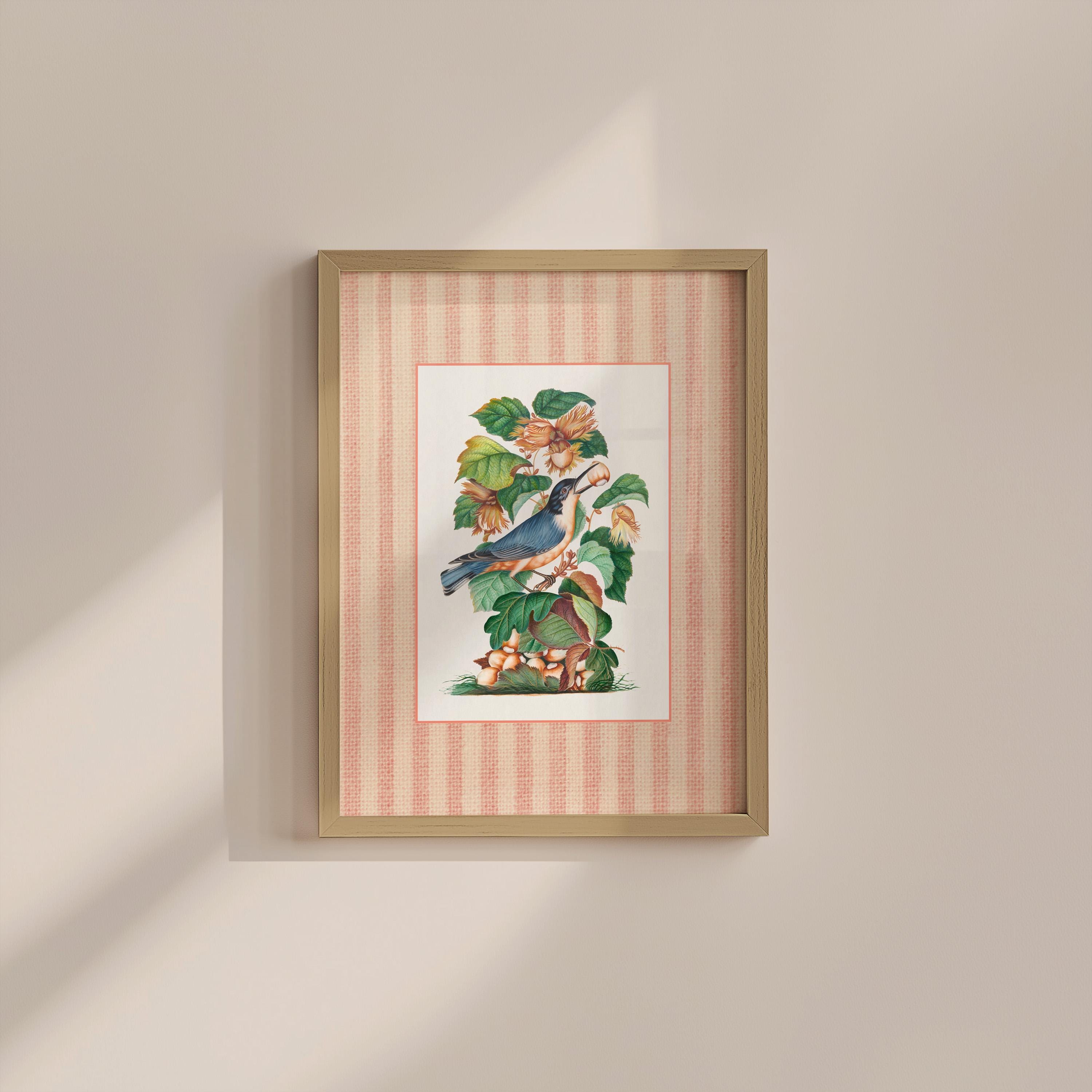 Bird Stripe Four Vintage Digital Art Print