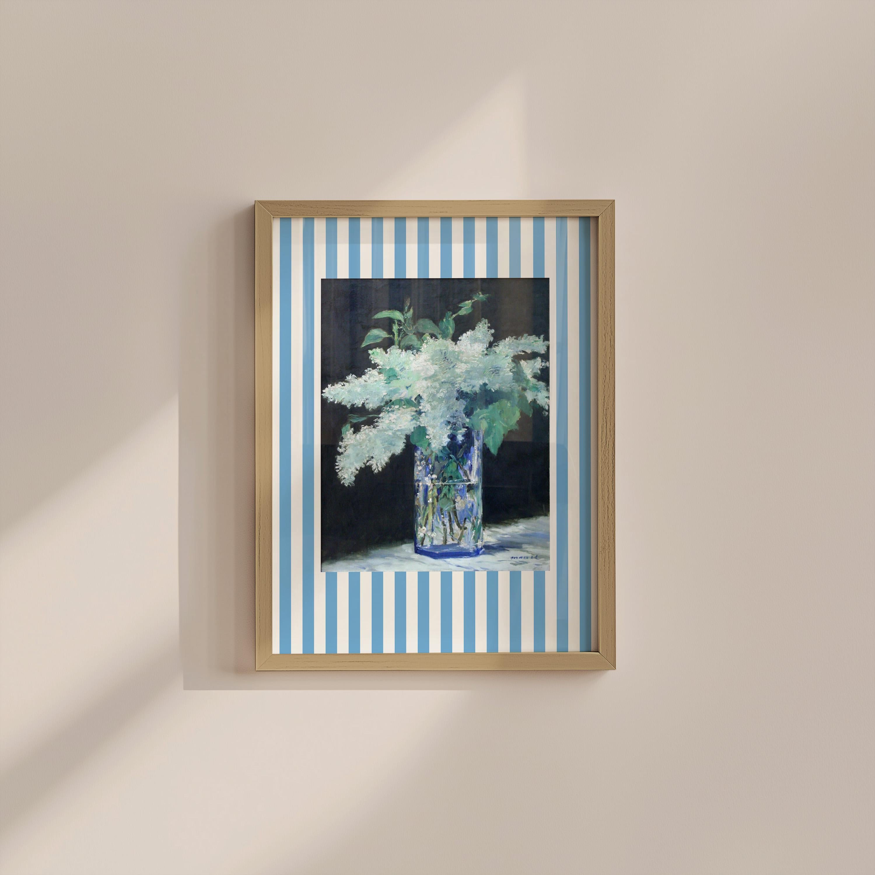 Floral Blue Vintage Digital Art Print