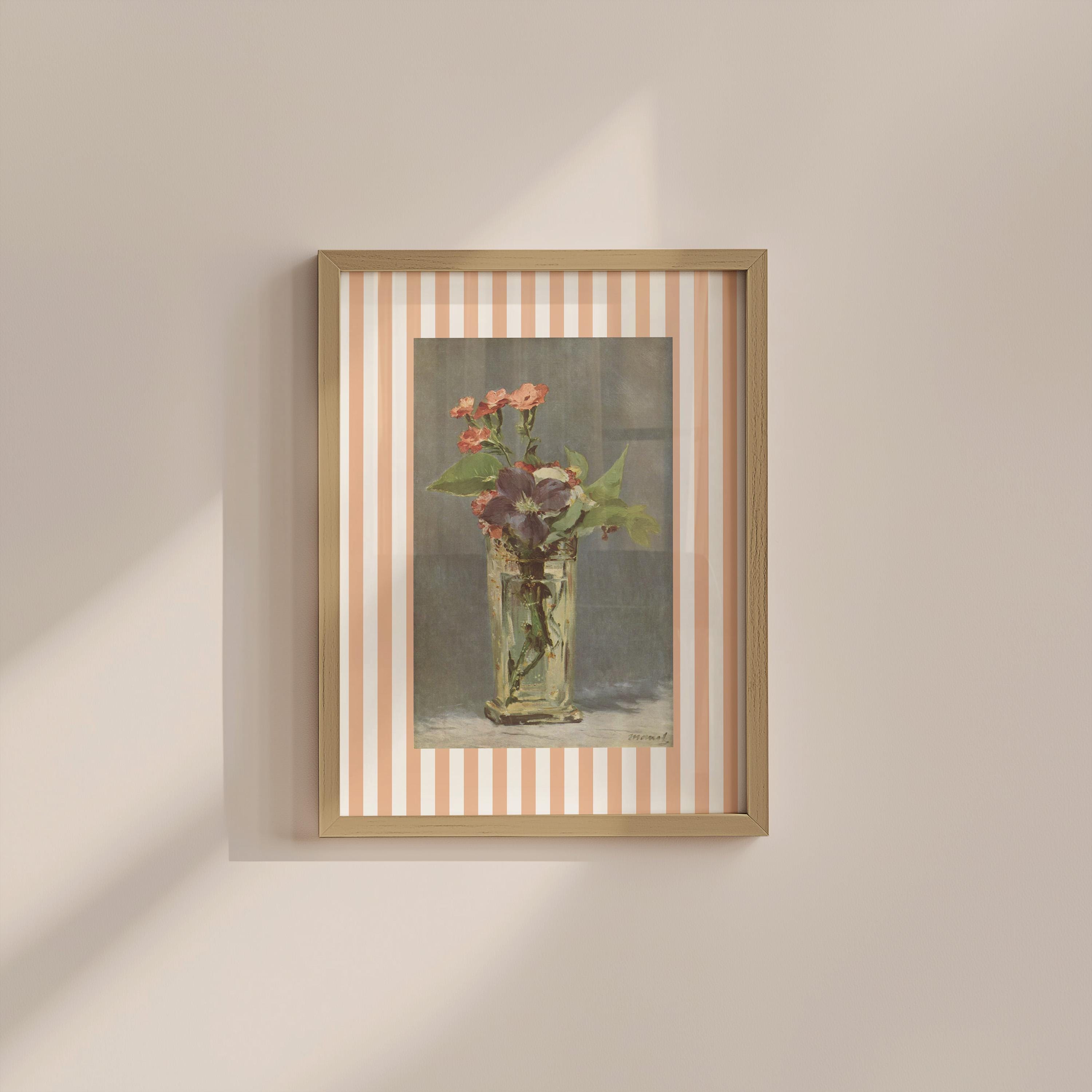 Floral Red Vintage Digital Art Print