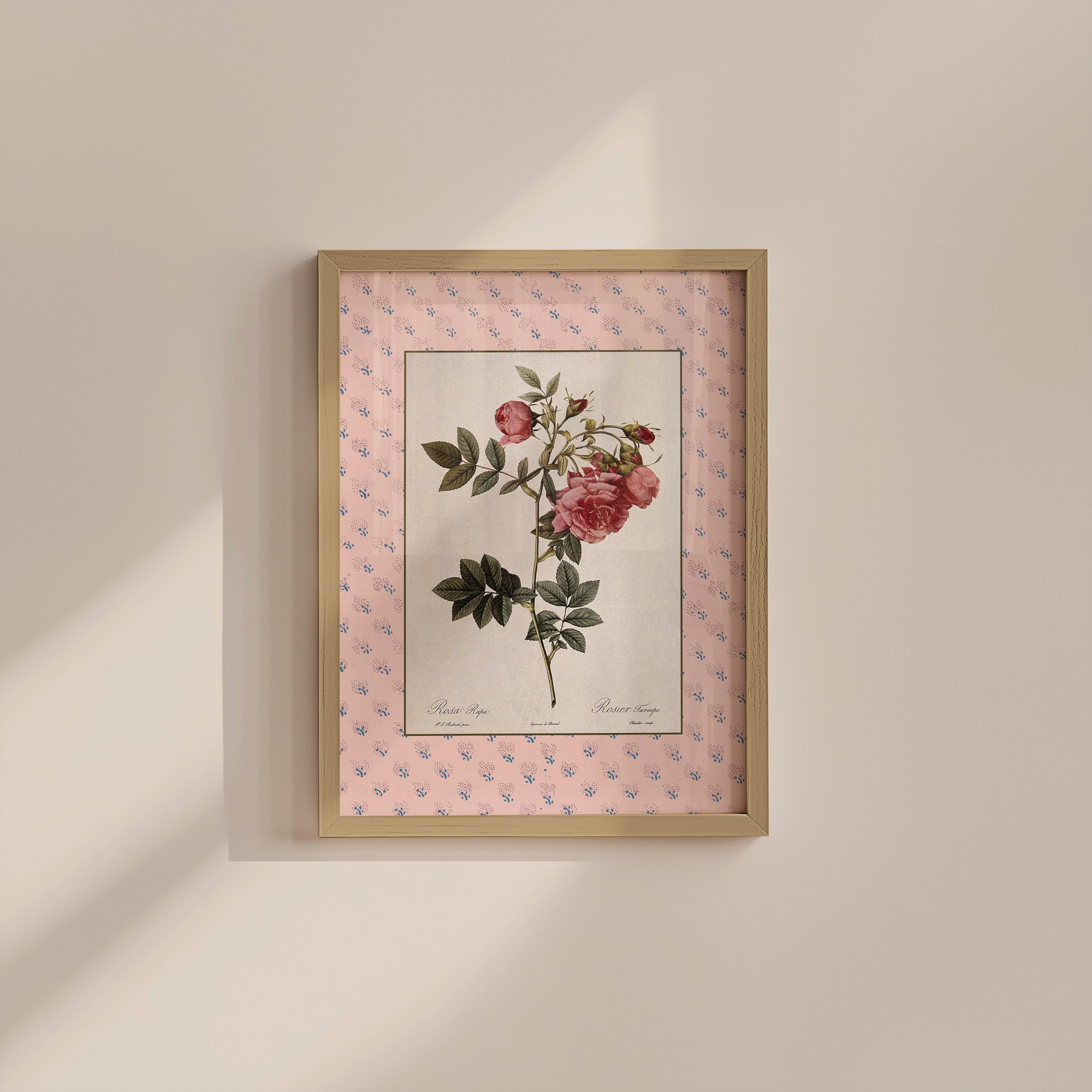 Vintage Pink Floral Digital Art Print