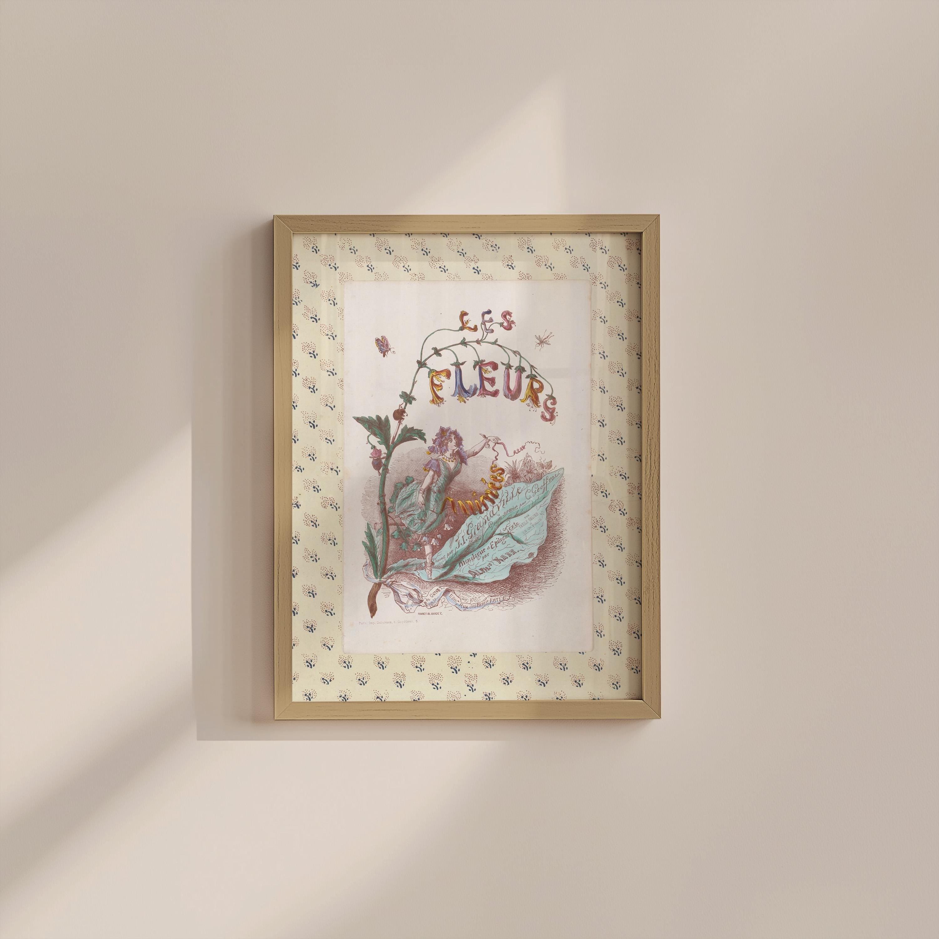 Les Fleurs Floral Vintage Digital Art Print