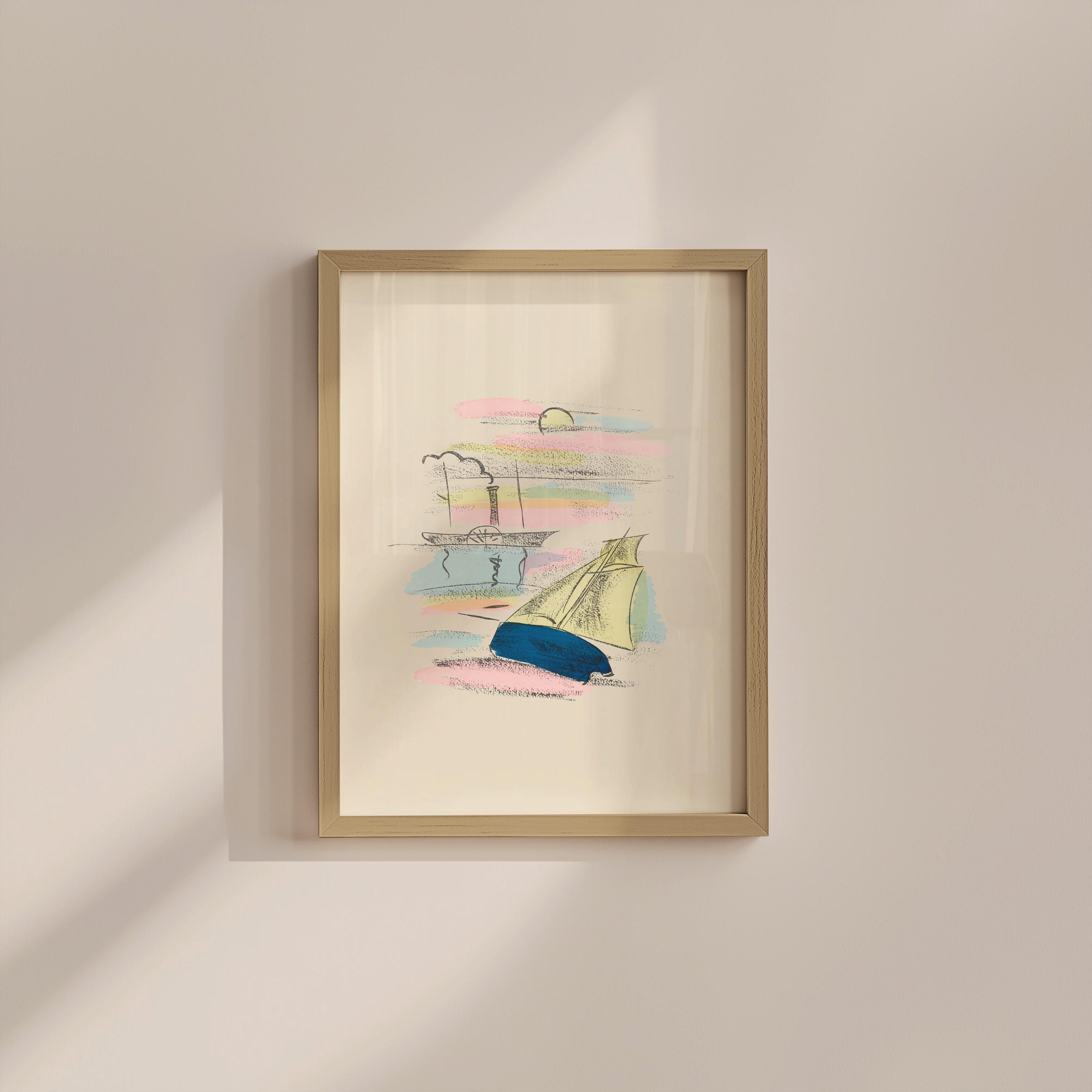 Sailing Vintage Digital Art Print