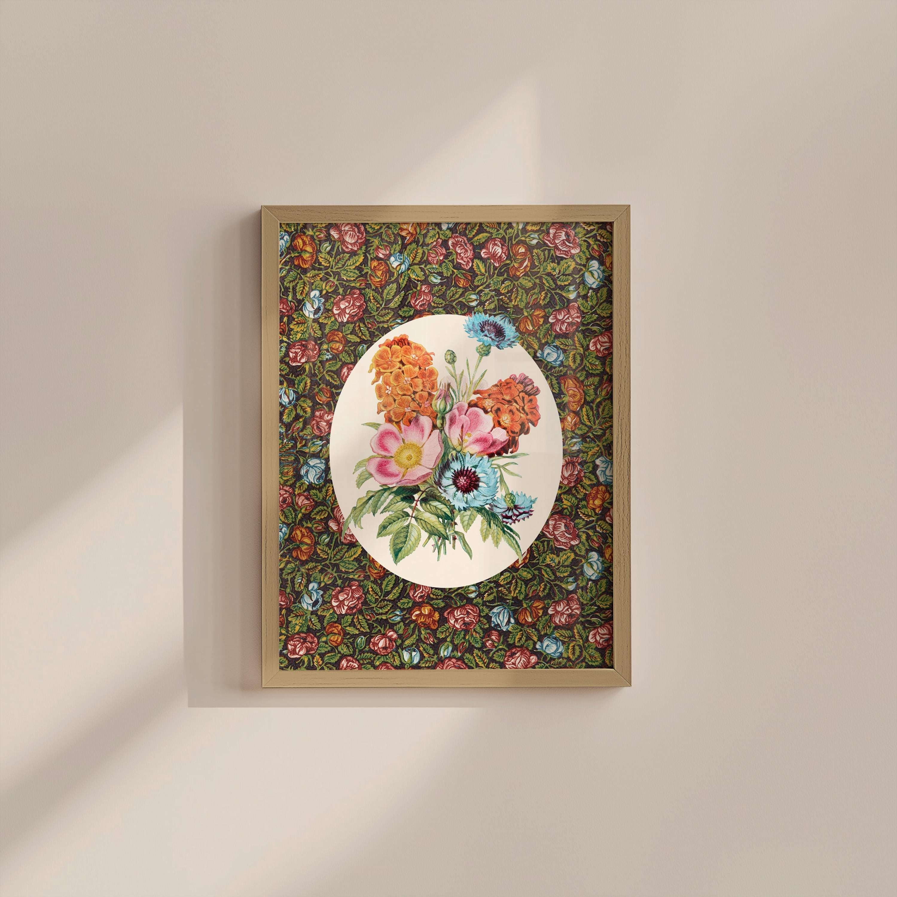 Retro Bouquet Vintage Digital Art Print