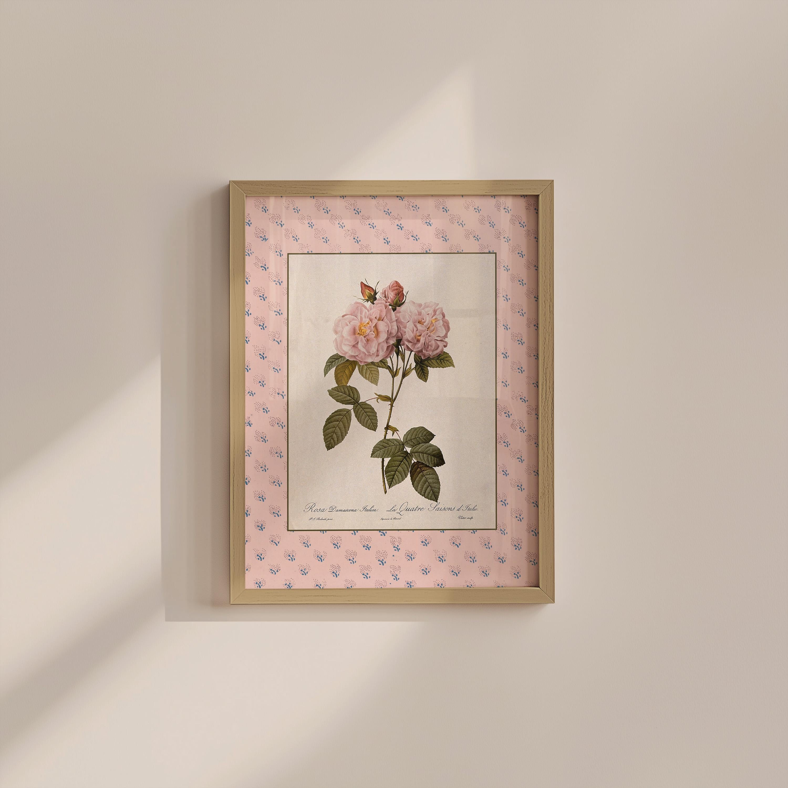 Vintage Pink Floral Digital Art Print