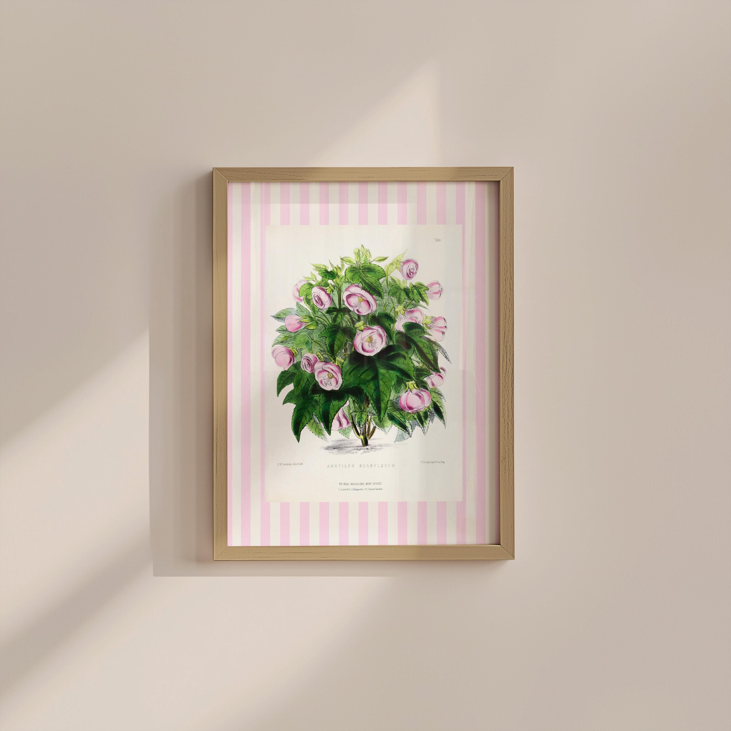 Vintage Striped Floral Digital Art Print