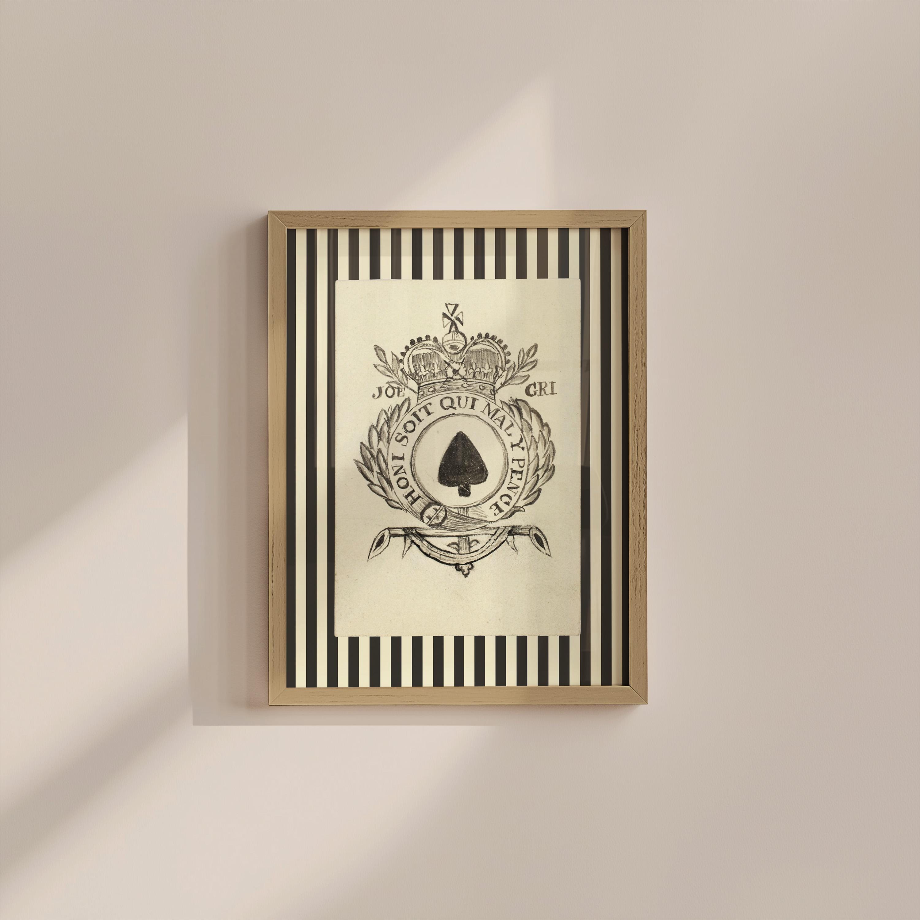 Vintage Spade Card Digital Art Print