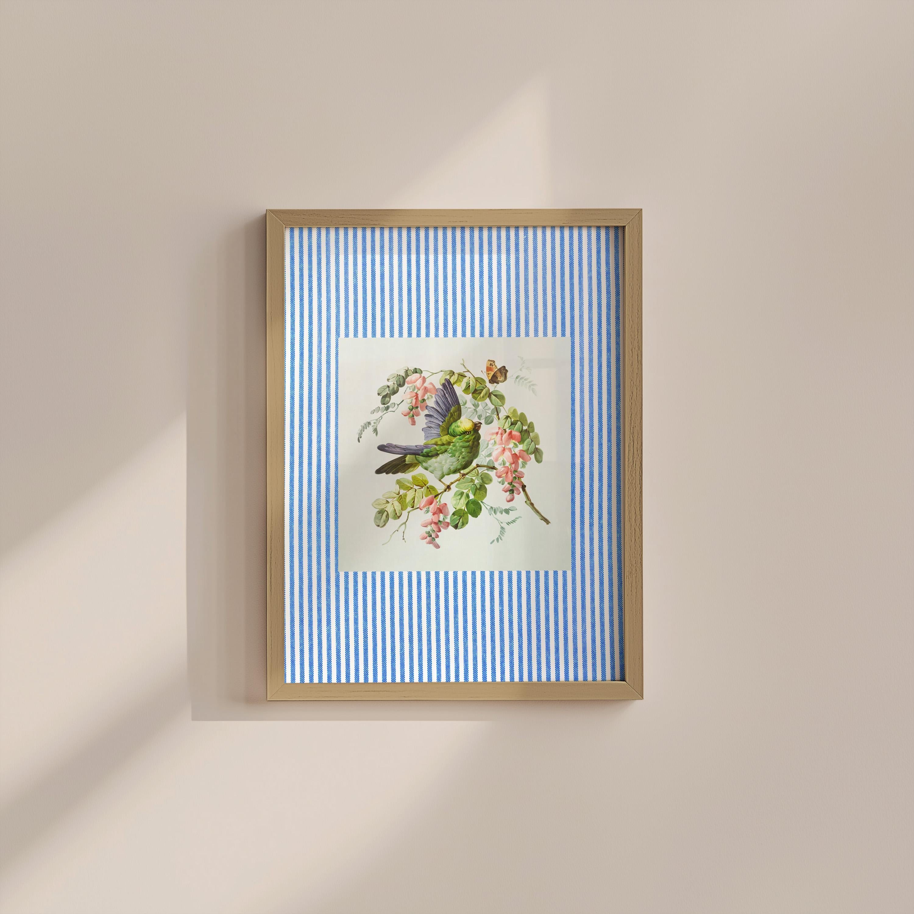 Blue Vintage Birds Digital Art Print