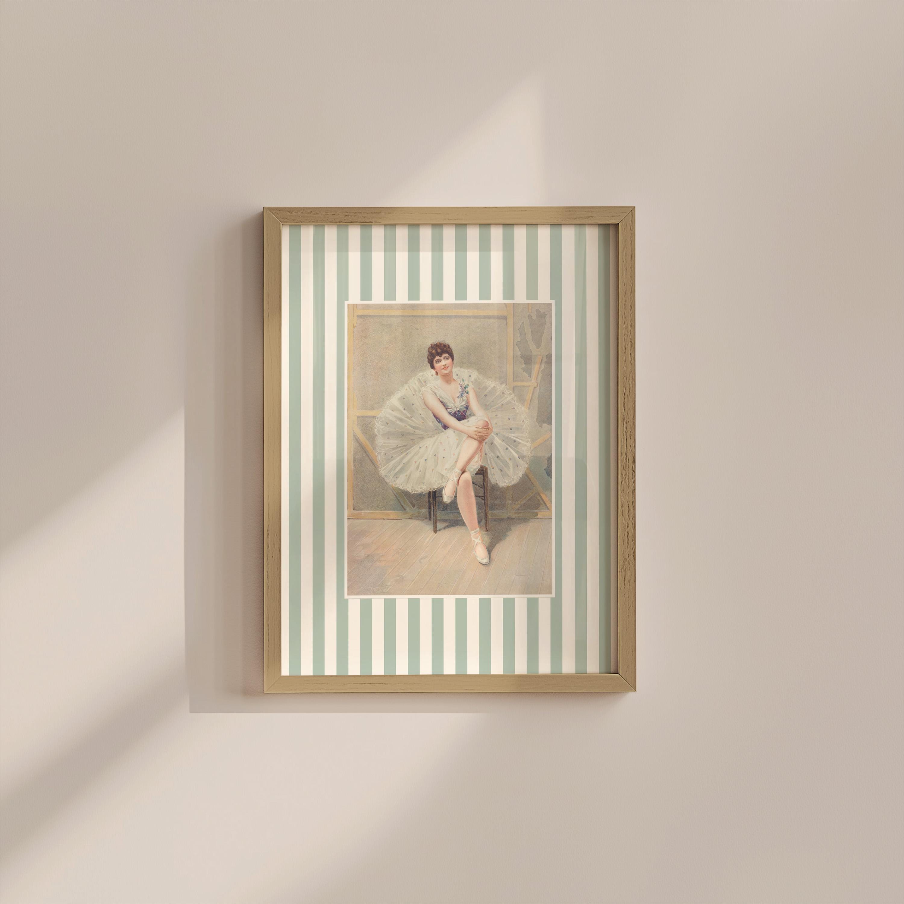 Blue Ballerina Vintage Digital Art Print
