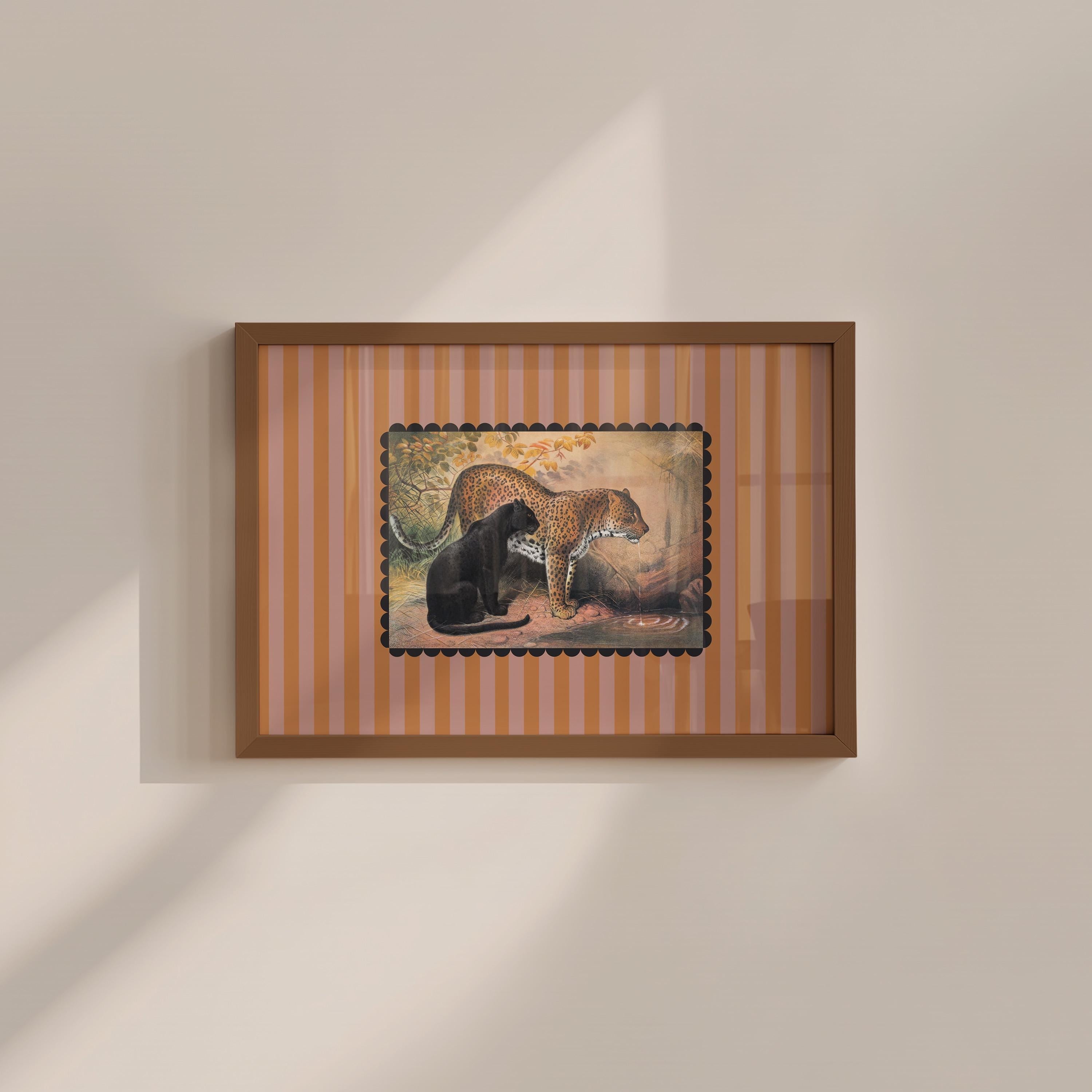 Leopard Striped Vintage Digital Art Print