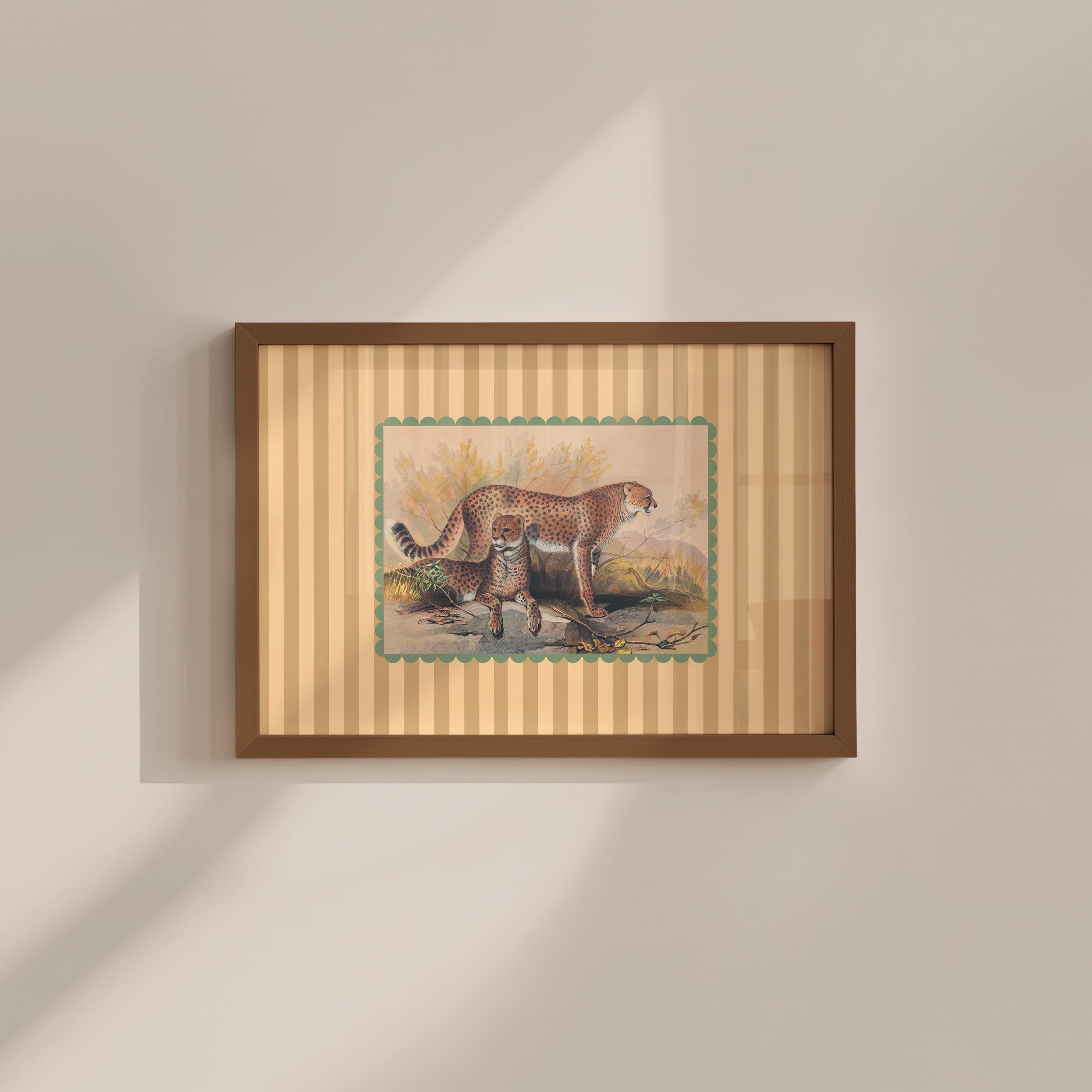 Cheetah Striped Vintage Digital Art Print